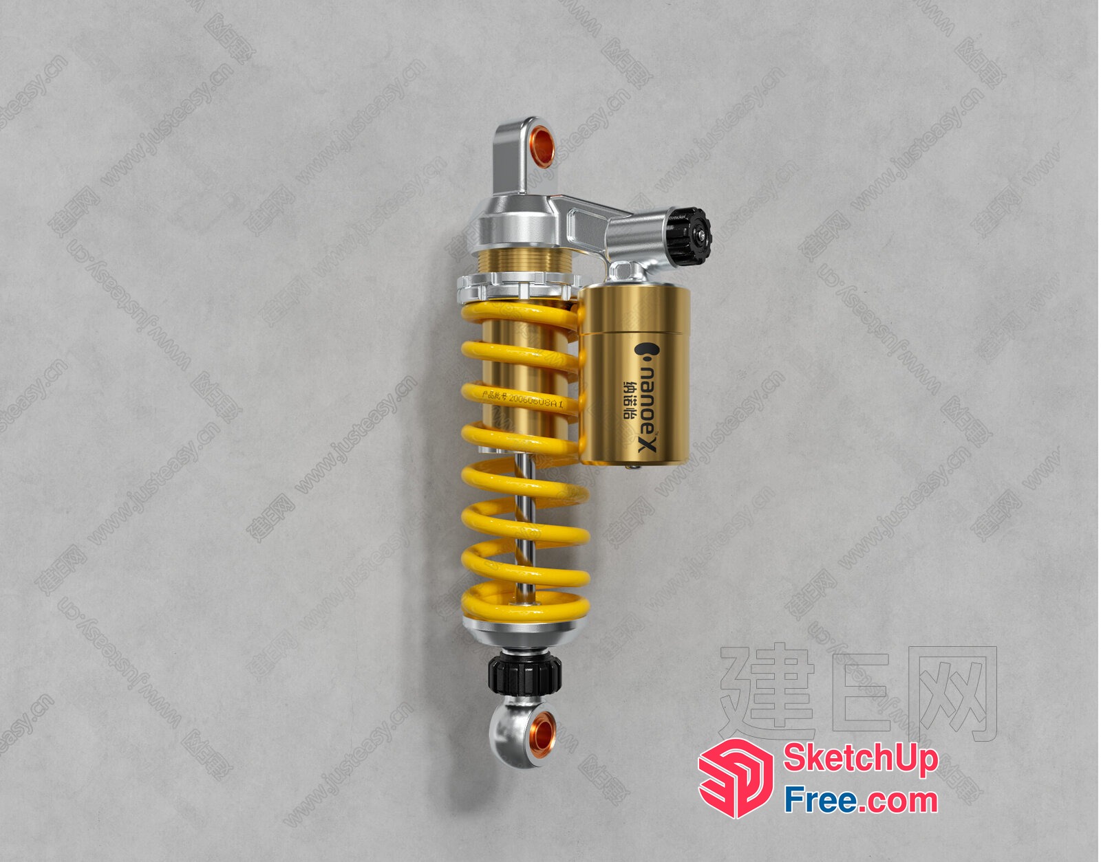 Yellow Coil Spring Metal Object 3D SketchUp File