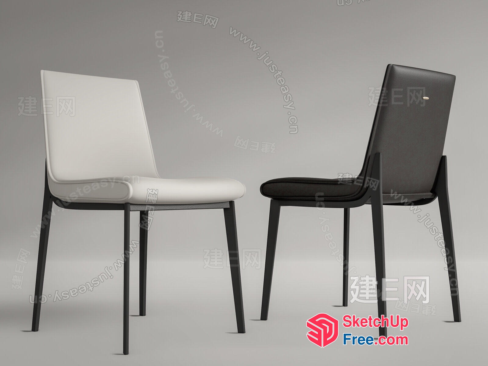 Two Chairs Facing Each Other In A Neutral Setting 3D SketchUp File