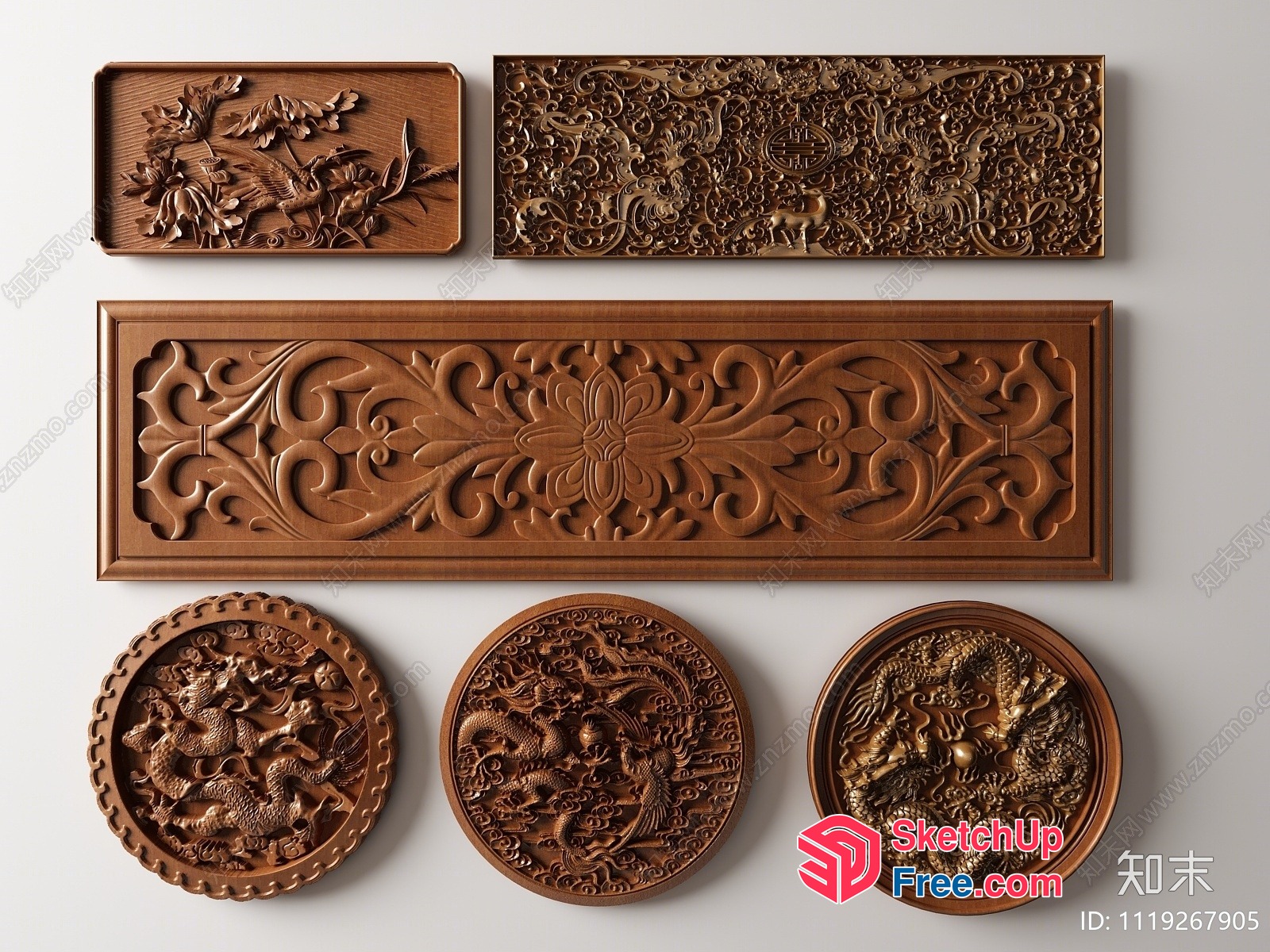 Intricate Carved Wooden Decorations 3D SketchUp File
