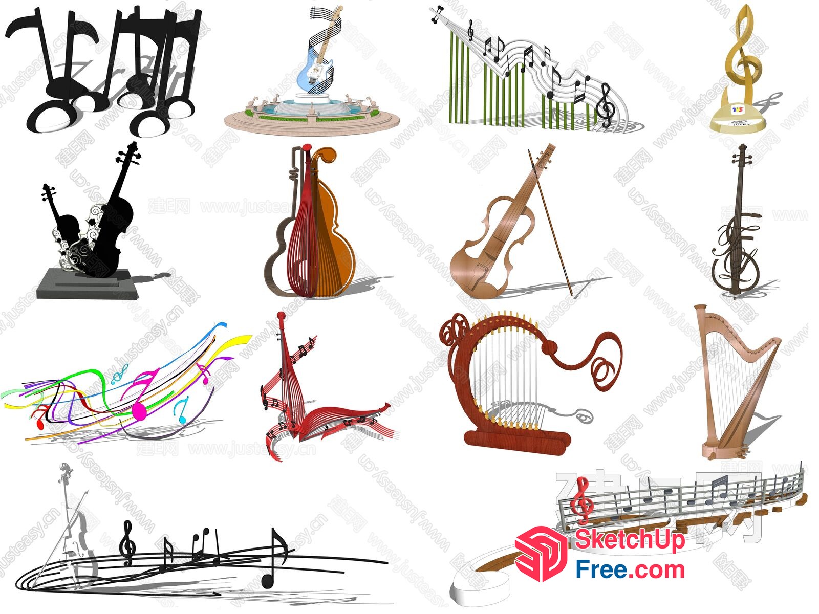 Musical Instruments And Decorative Elements 3D SketchUp File