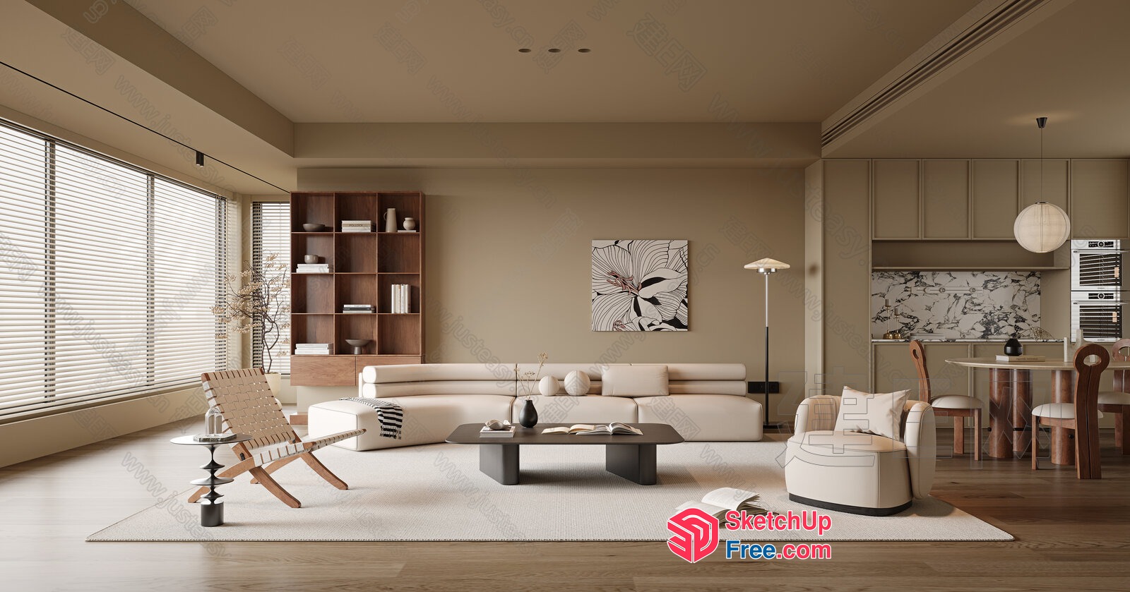 Elegant And Cozy Modern Living Room 3D SketchUp File