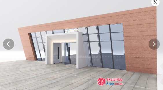 Modern Glass Curtain Wall Entrance 3D SketchUp File