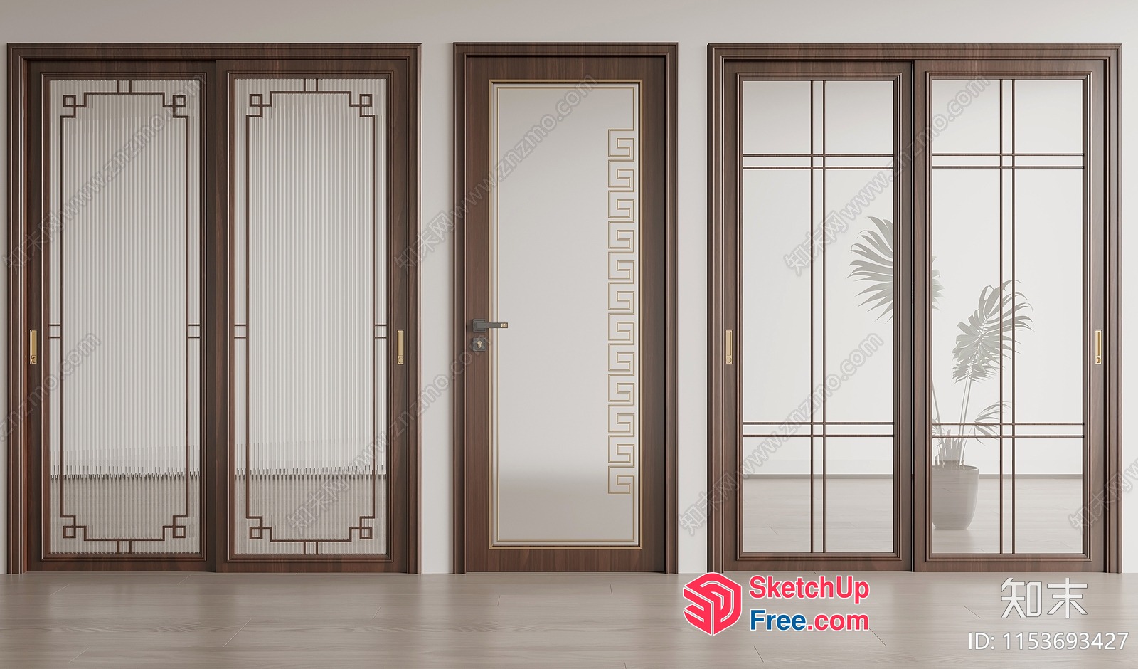 Four Doors With Ornate Designs 3D SketchUp File
