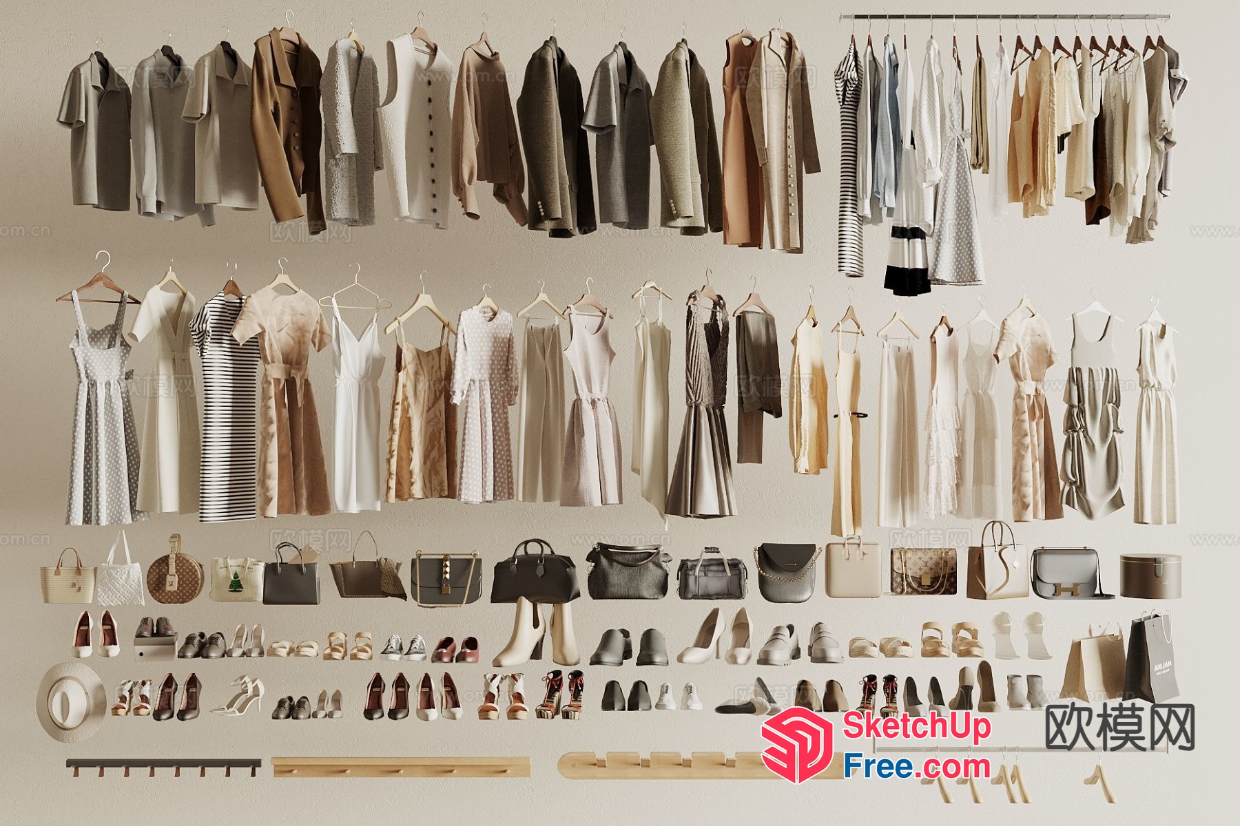 Neutral Toned Fashion And Accessories Display 3D SketchUp File