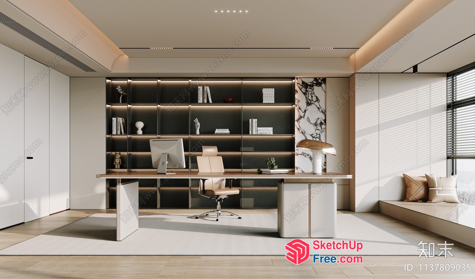 Modern Office Interior With Minimalist Furniture And Decor 3D SketchUp File