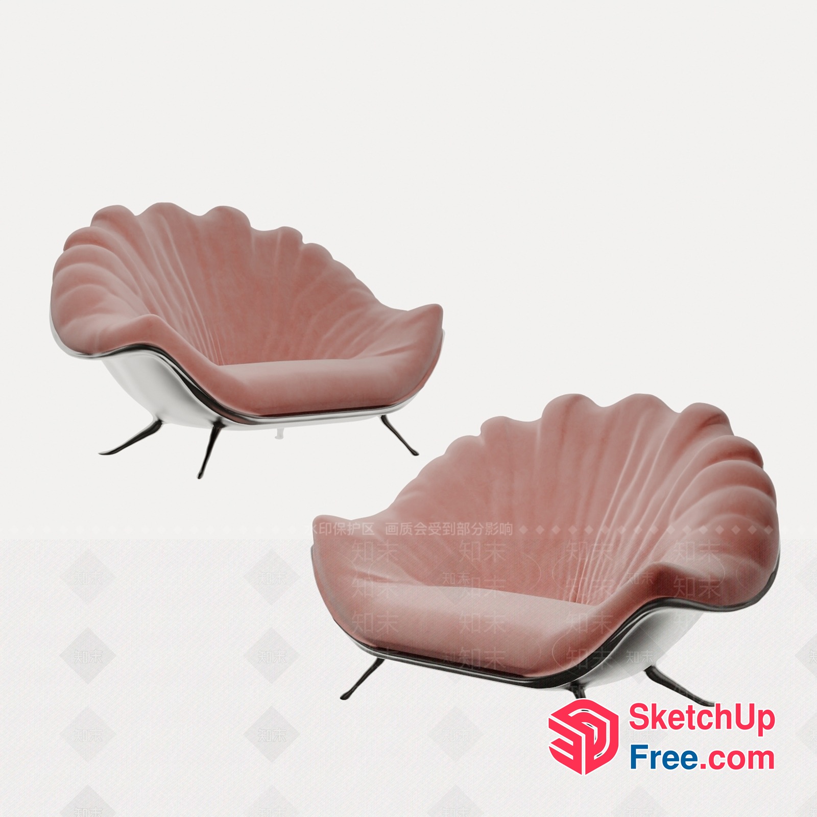 Elegant Shell-Shaped Chairs 3D SketchUp File