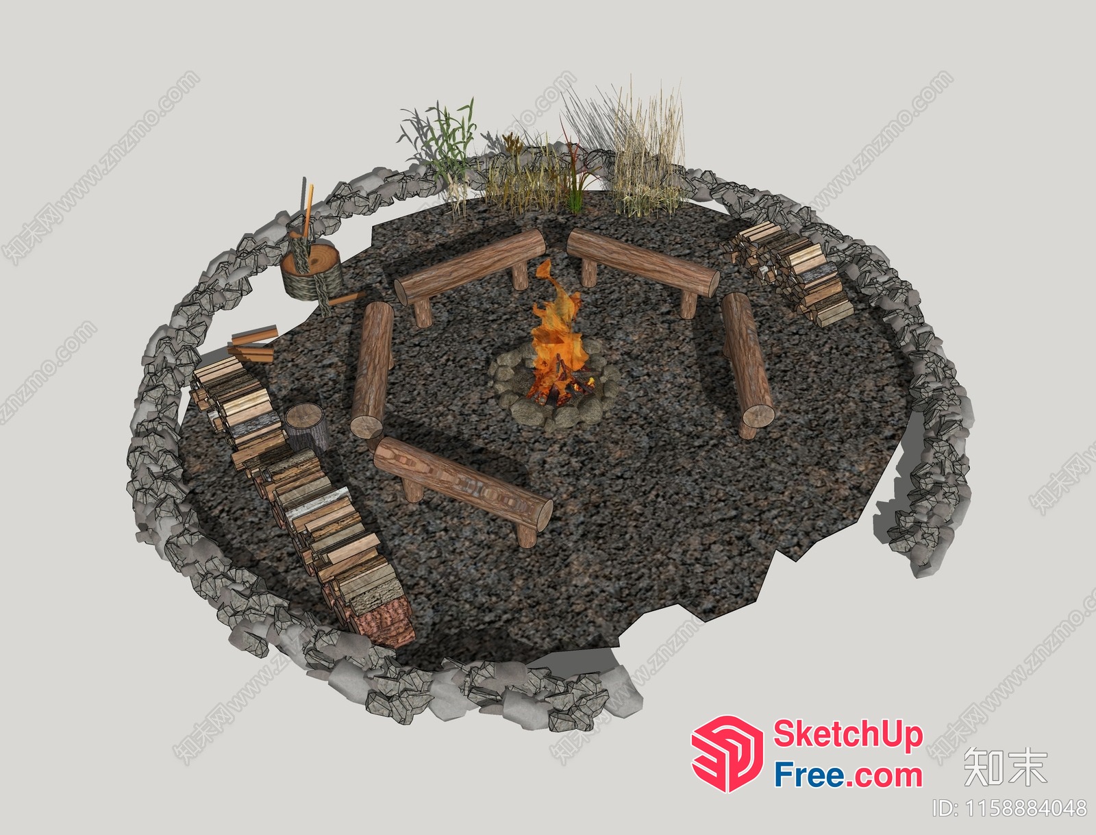 Cozy Outdoor Gathering Space With Fire Pit And Seating 3D SketchUp File