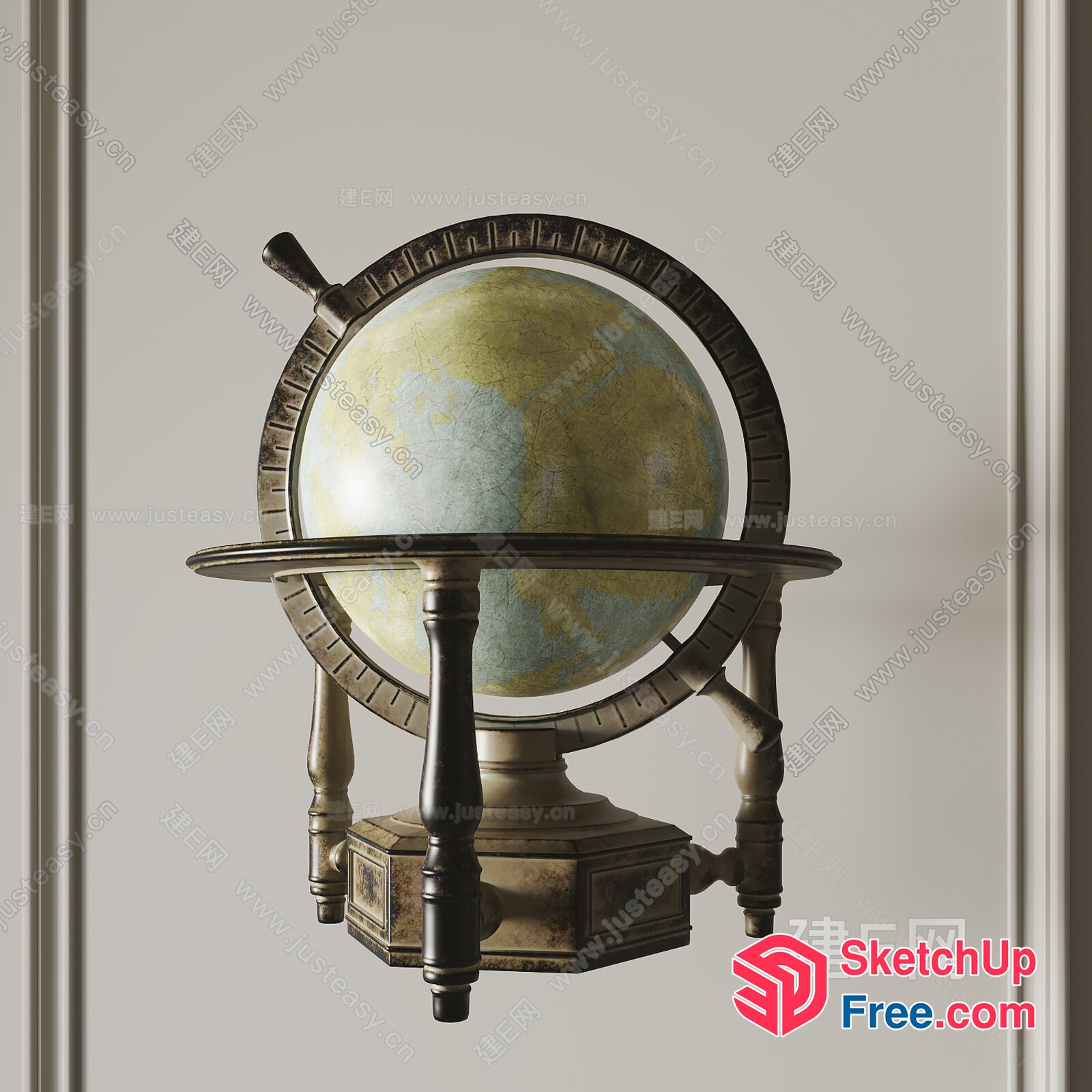 Old World Globe With Ornate Stand 3D SketchUp File