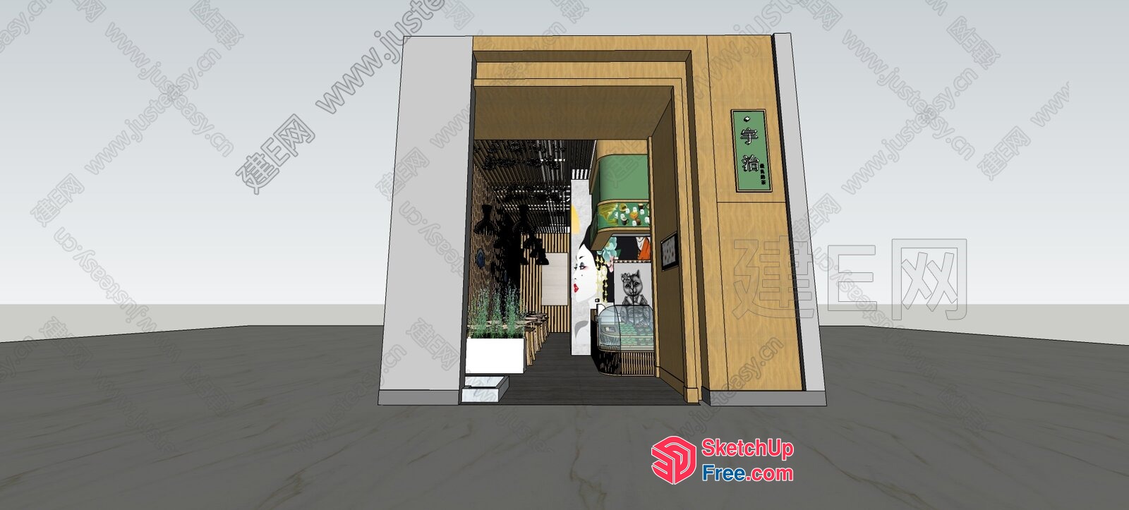 Modern Entrance With Elevator And Stairs 3D SketchUp File