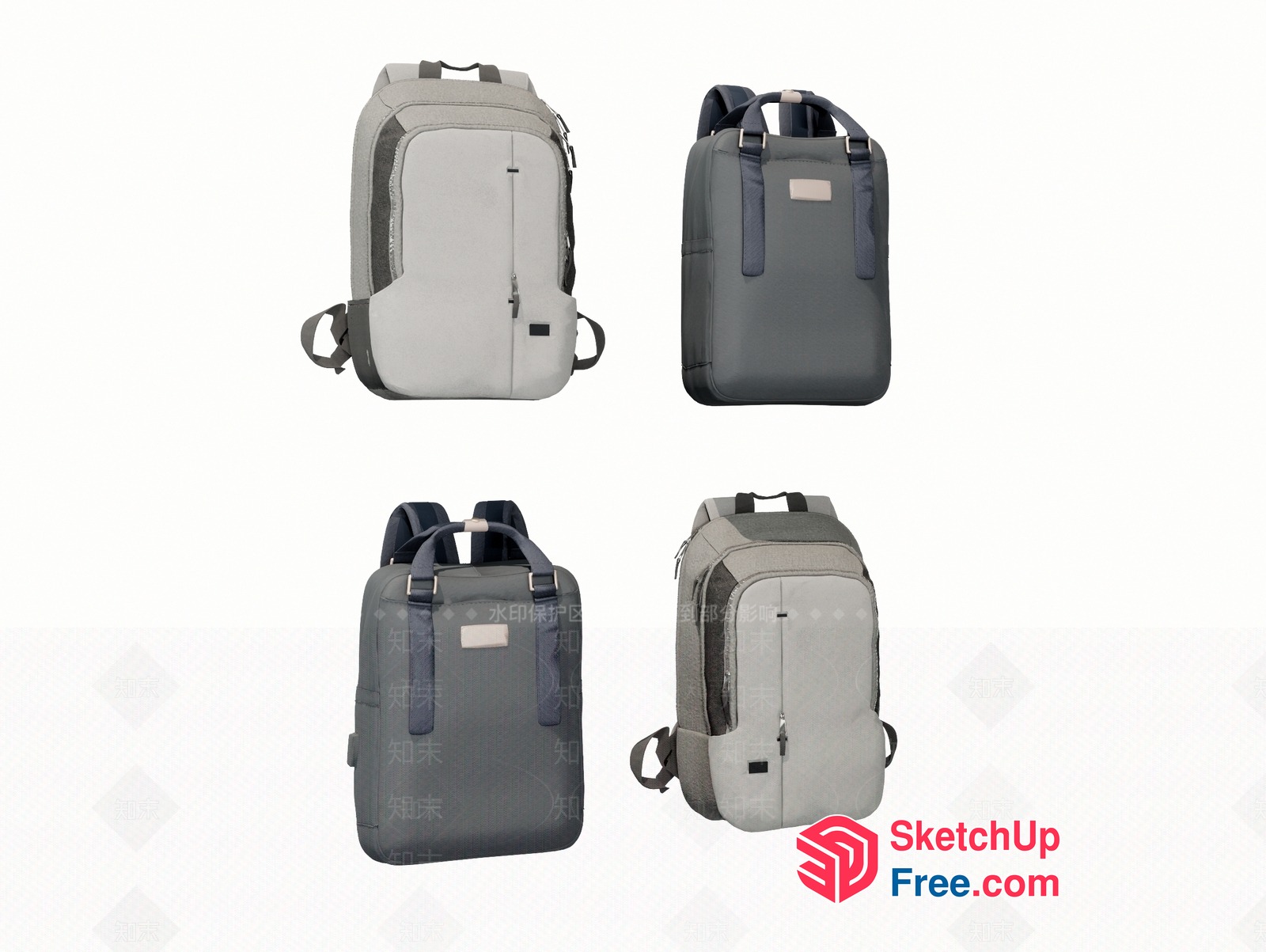 Backpacks With Multiple Pockets And Compartments 3D SketchUp File