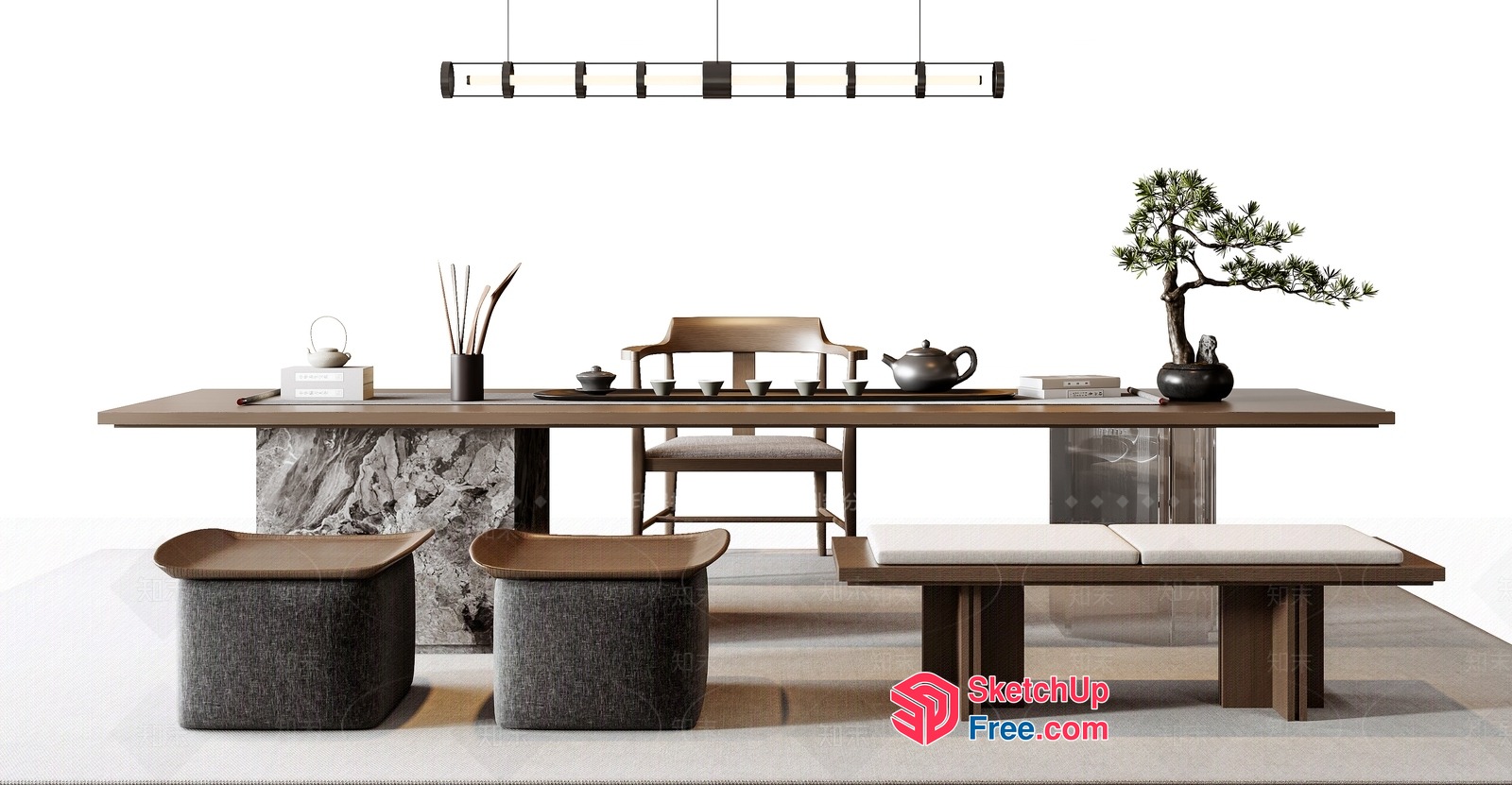 Minimalist Japanese Style Dining Room 3D SketchUp File