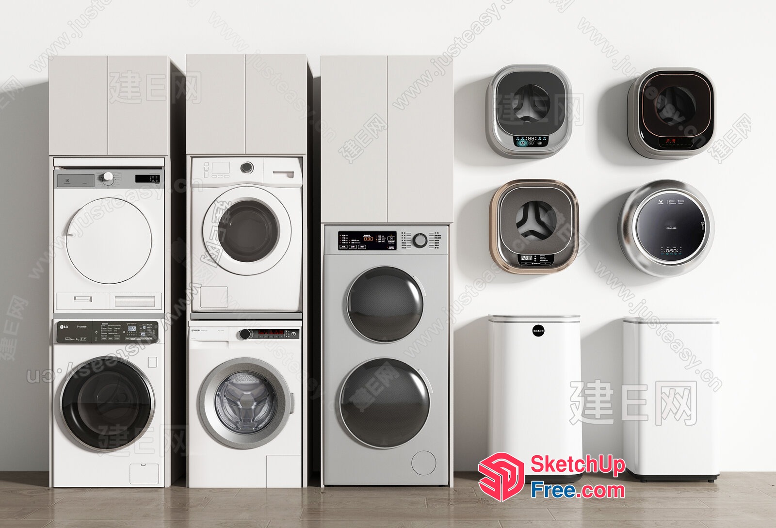 Modern Laundry Room Interior With White Appliances 3D SketchUp File