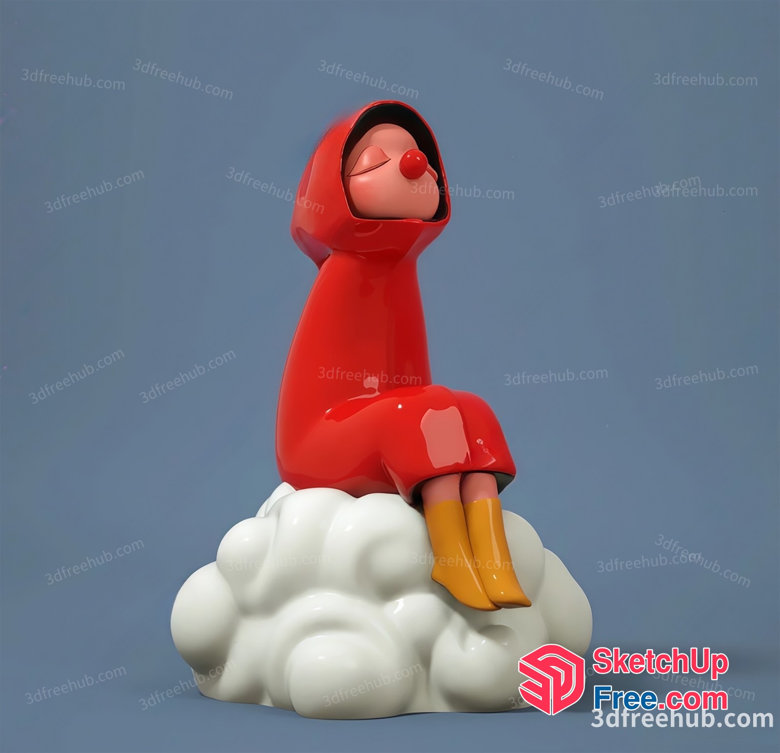 Serene Figure On Cloudy Plinth 3D SketchUp File