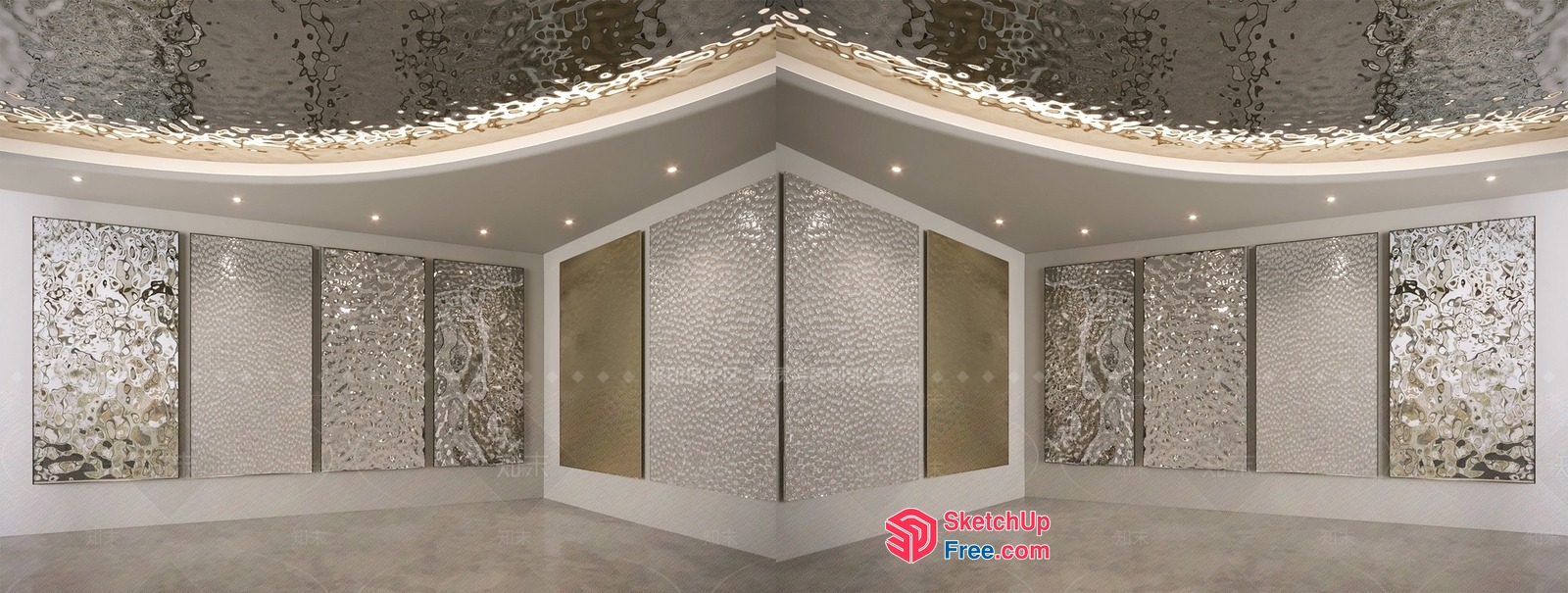 Luxurious Modern Silver Decorated Room Interior 3D SketchUp File