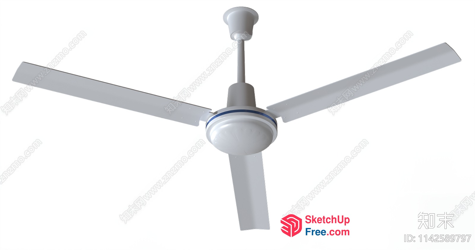 Modern Ceiling Fan With Three Blades 3D SketchUp File