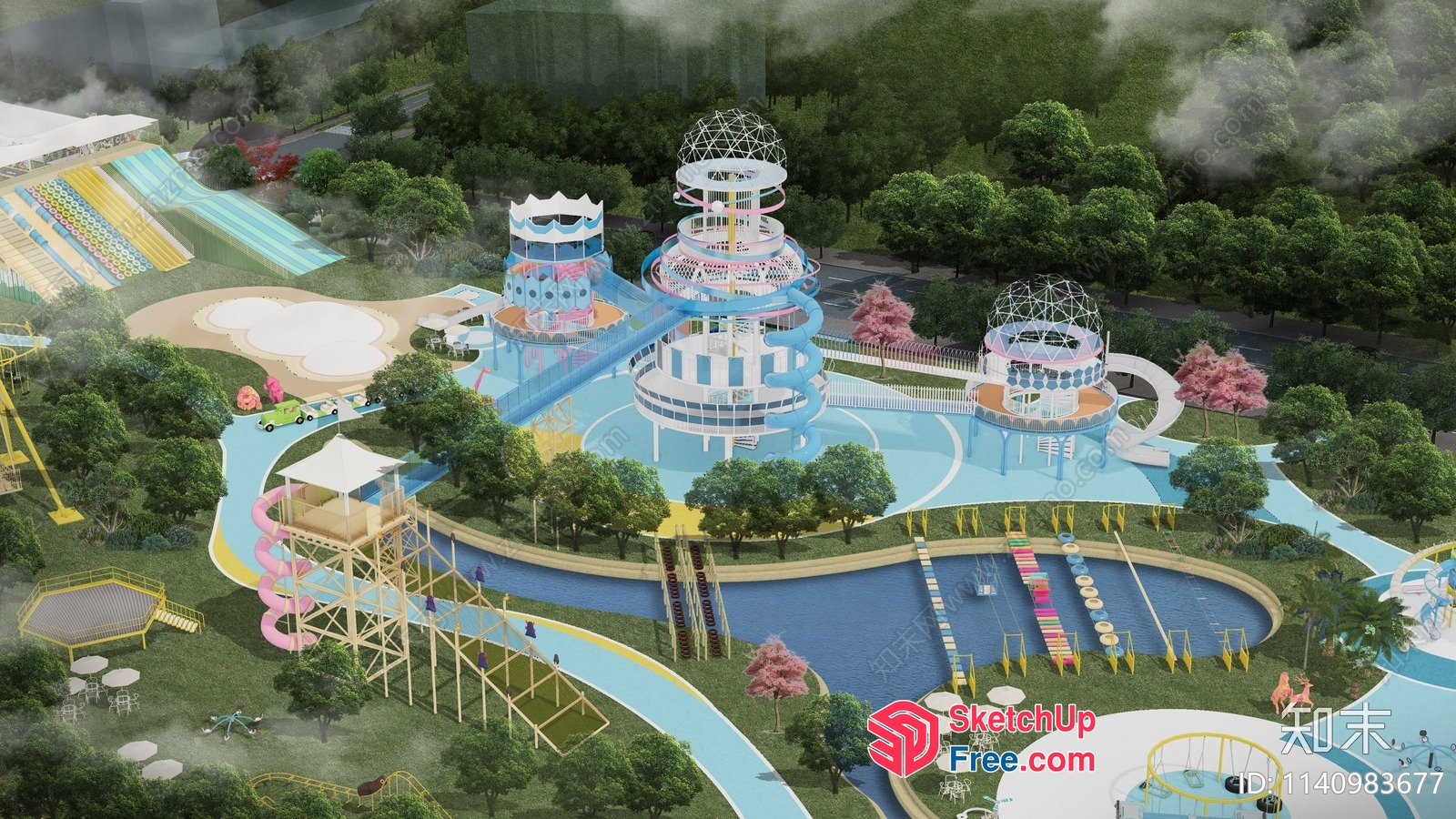 Vibrant Water Park Landscape 3D SketchUp File