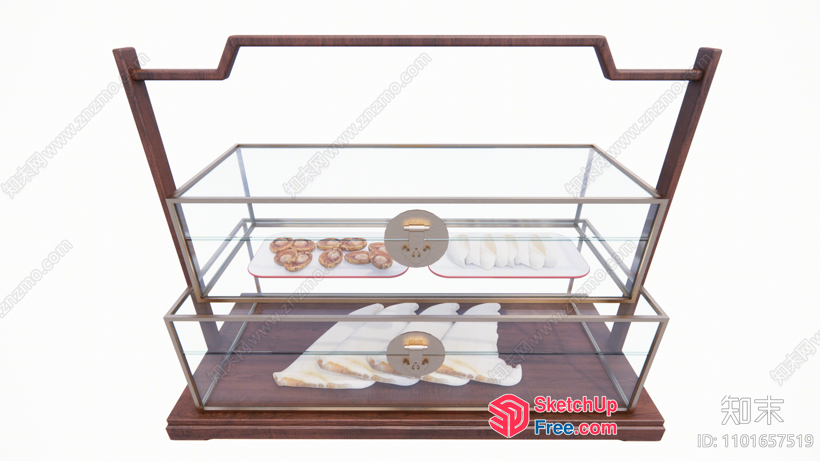 Display Case With Glass Doors And Wooden Base 3D SketchUp File