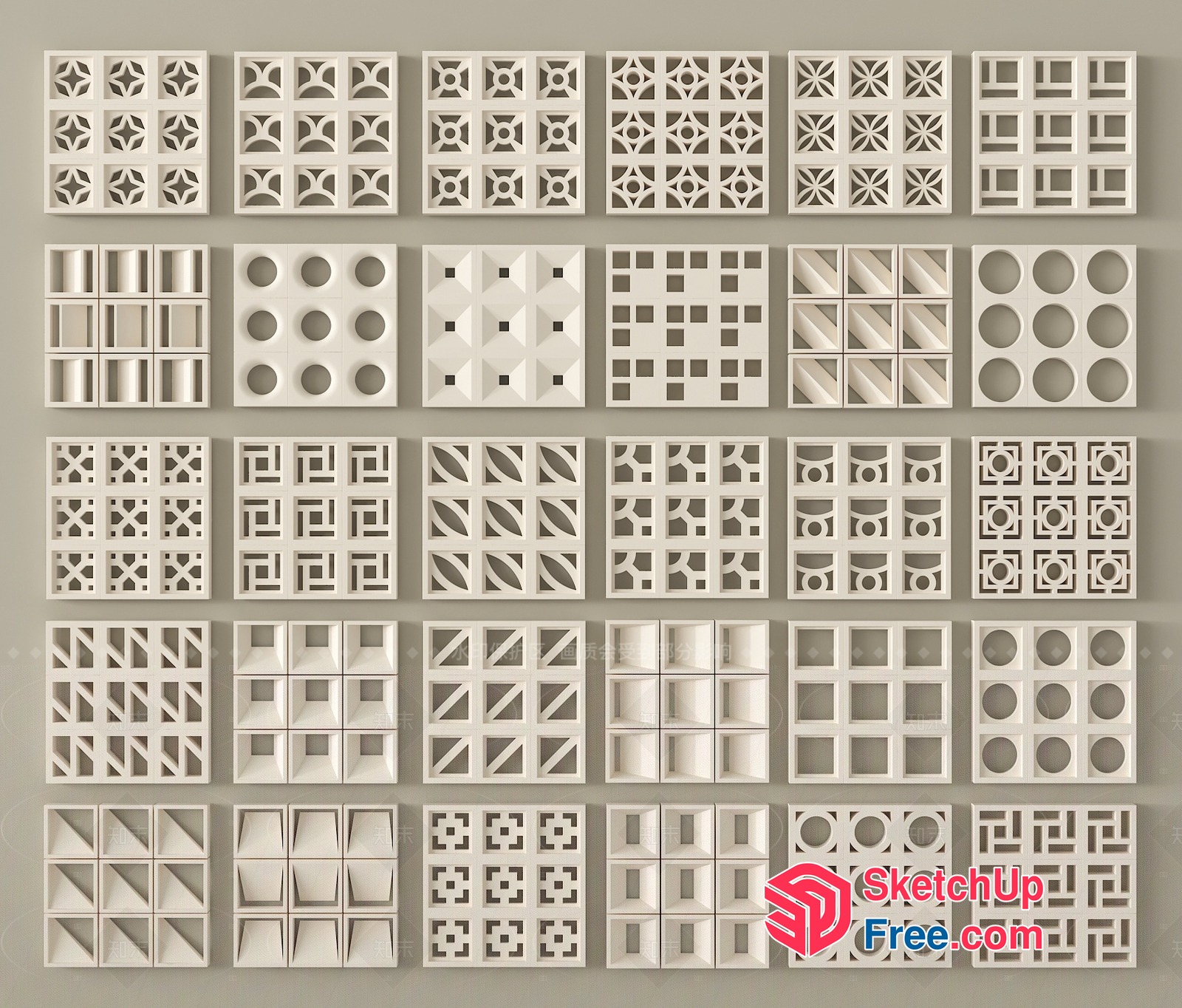 Square Patterned Decorative Wall Panels 3D SketchUp File