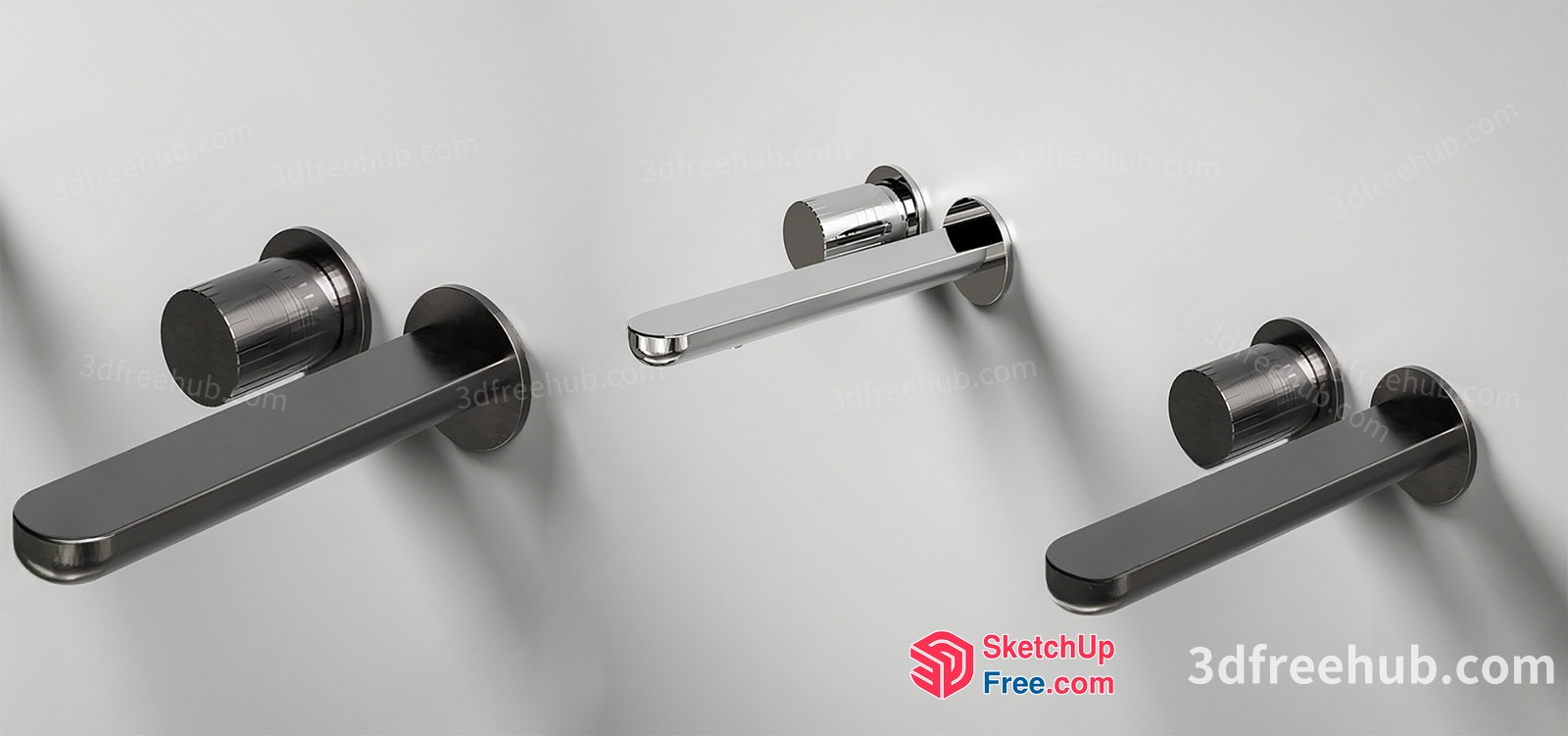 Modern Stainless Steel Door Handles 3D SketchUp File