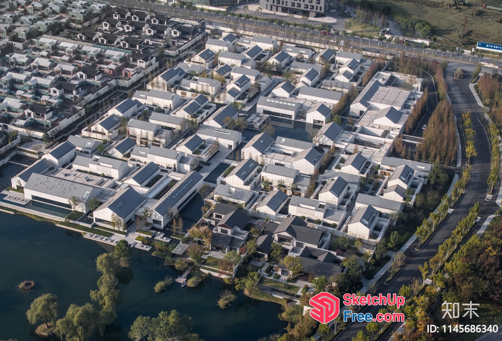 Modern Residential Community With White Buildings And Green Spaces 3D SketchUp File