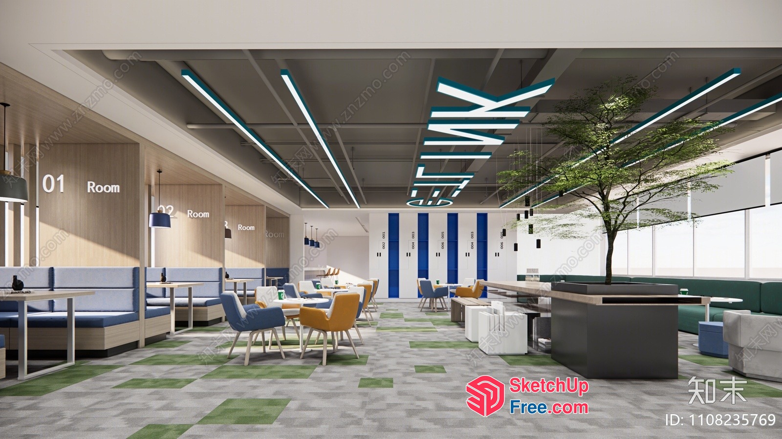 Modern Office Space With Greenery And Natural Lighting 3D SketchUp File