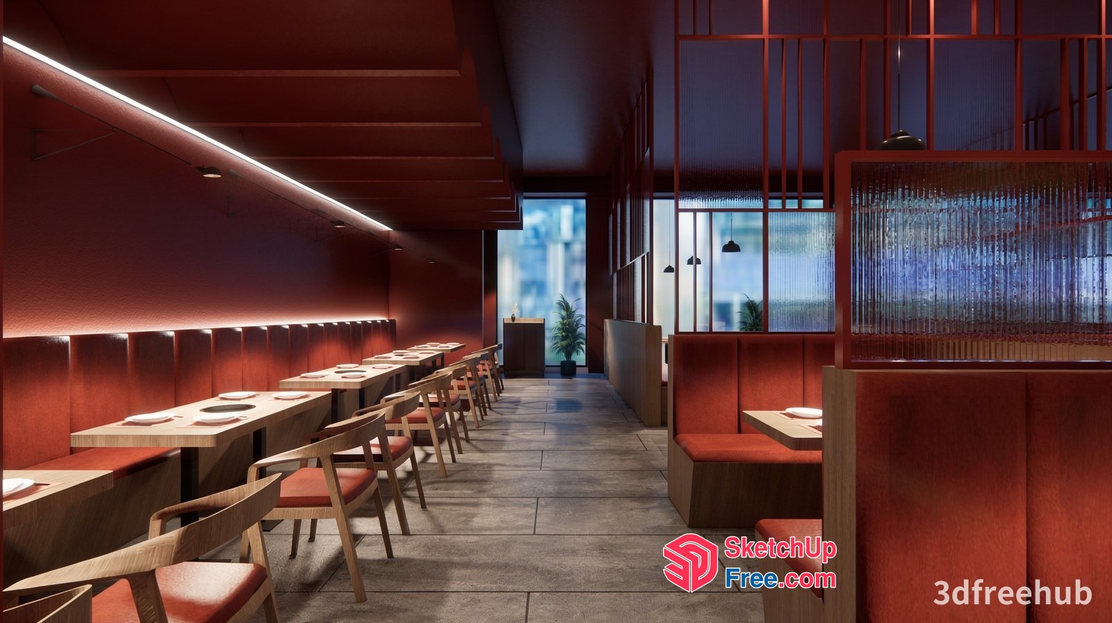 Modern Japanese Restaurant Interior Design 3D SketchUp File