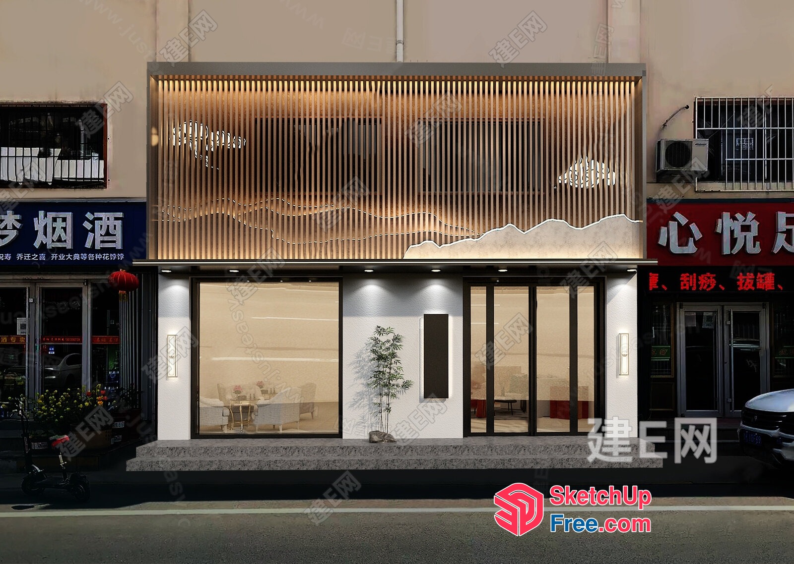 Modern Exterior Design With Elegant Lighting And Decor 3D SketchUp File
