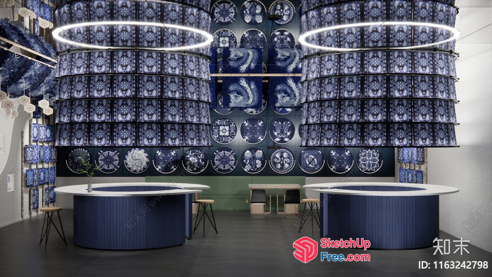 Luxurious Modern Interior With Blue And White Decor 3D SketchUp File