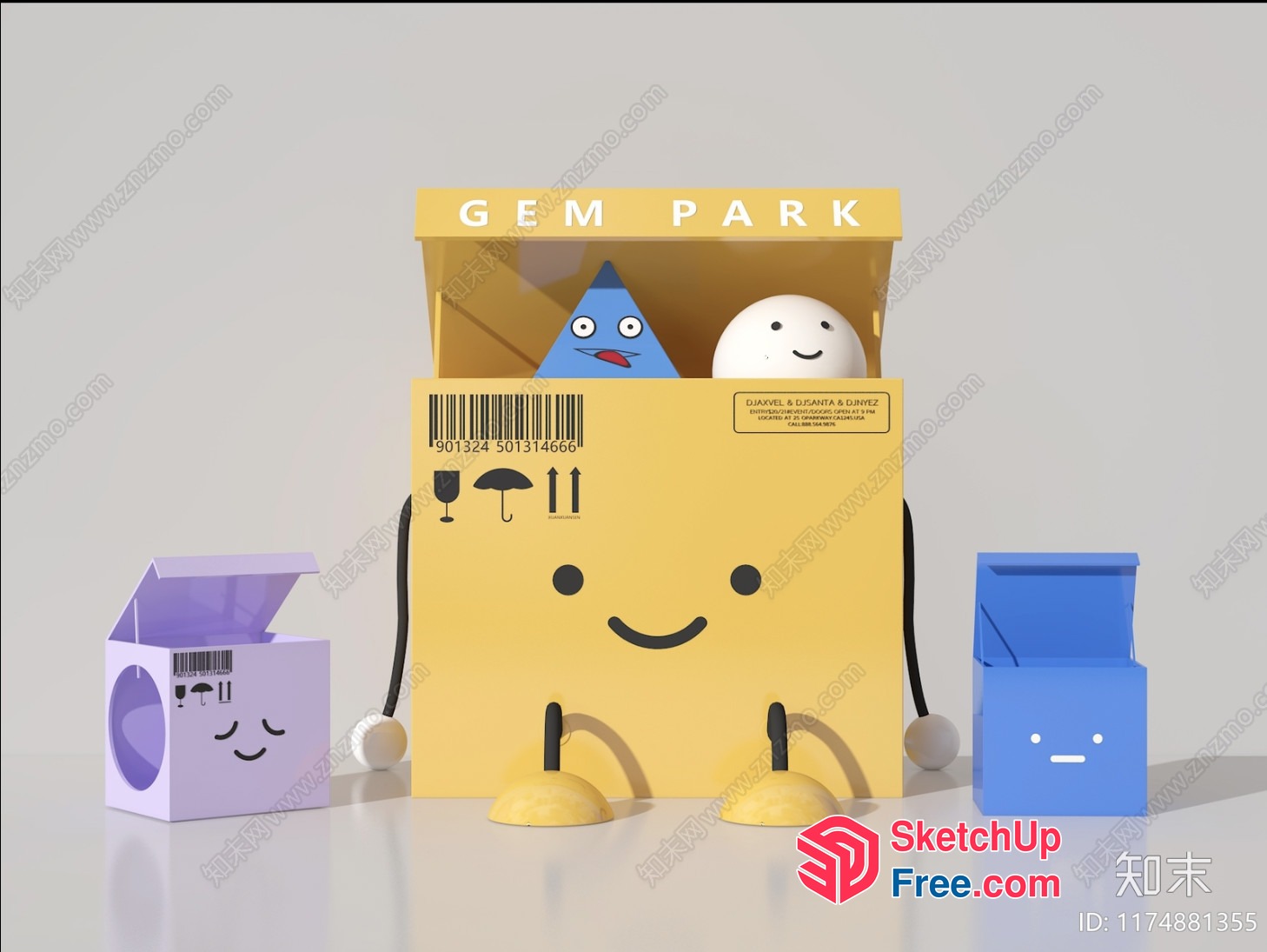 3D Cartoon Characters In A Gem Park Setting 3D SketchUp File