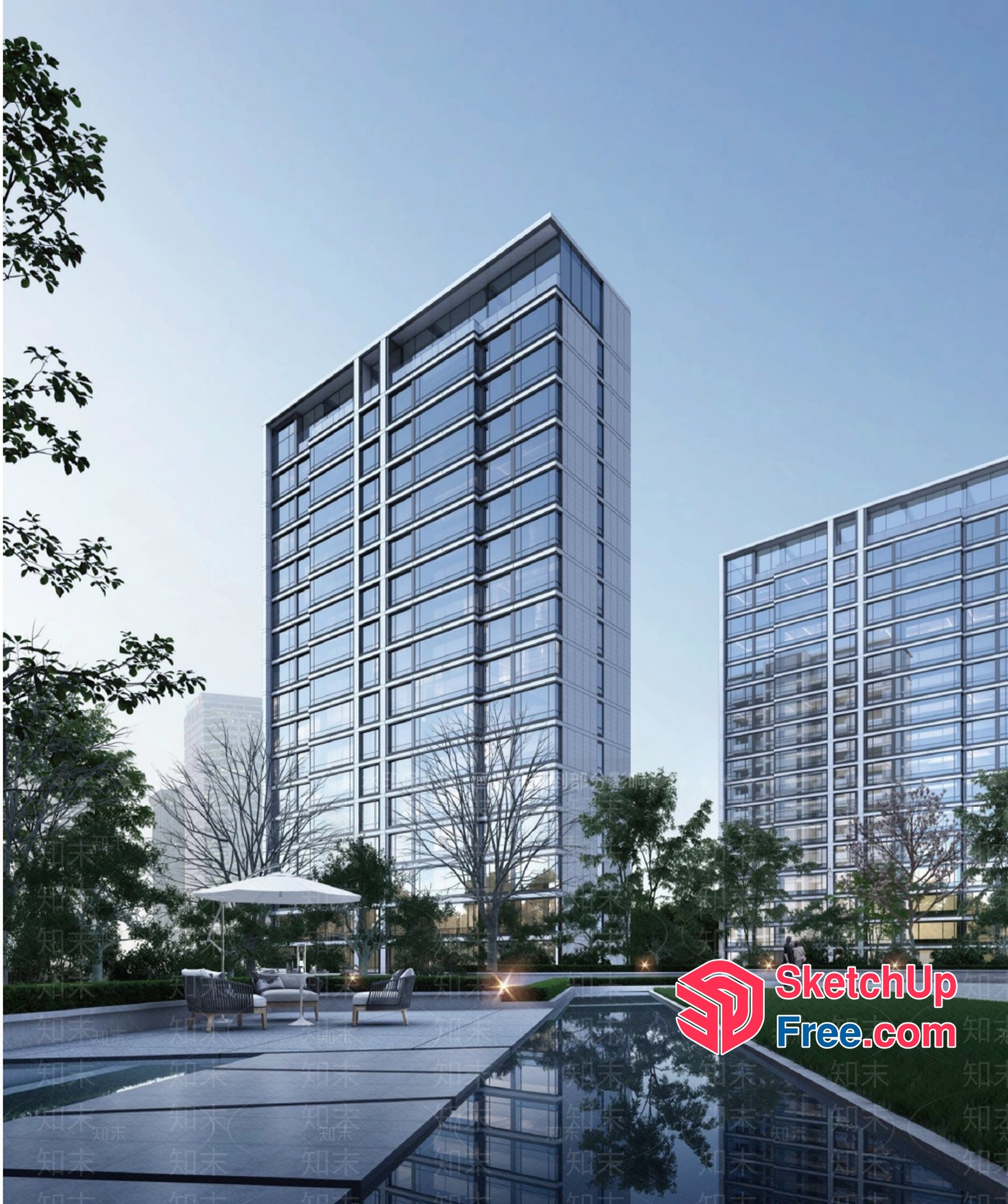 Modern Glass And Steel High-Rise Buildings 3D SketchUp File