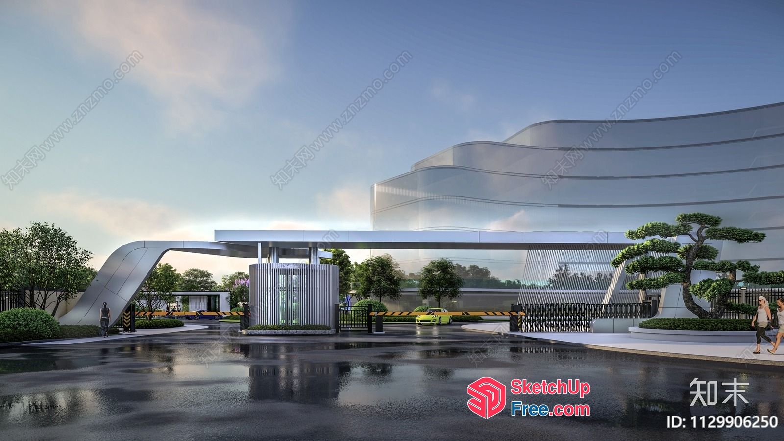 Modern Glass Curtain Wall Building 3D SketchUp File