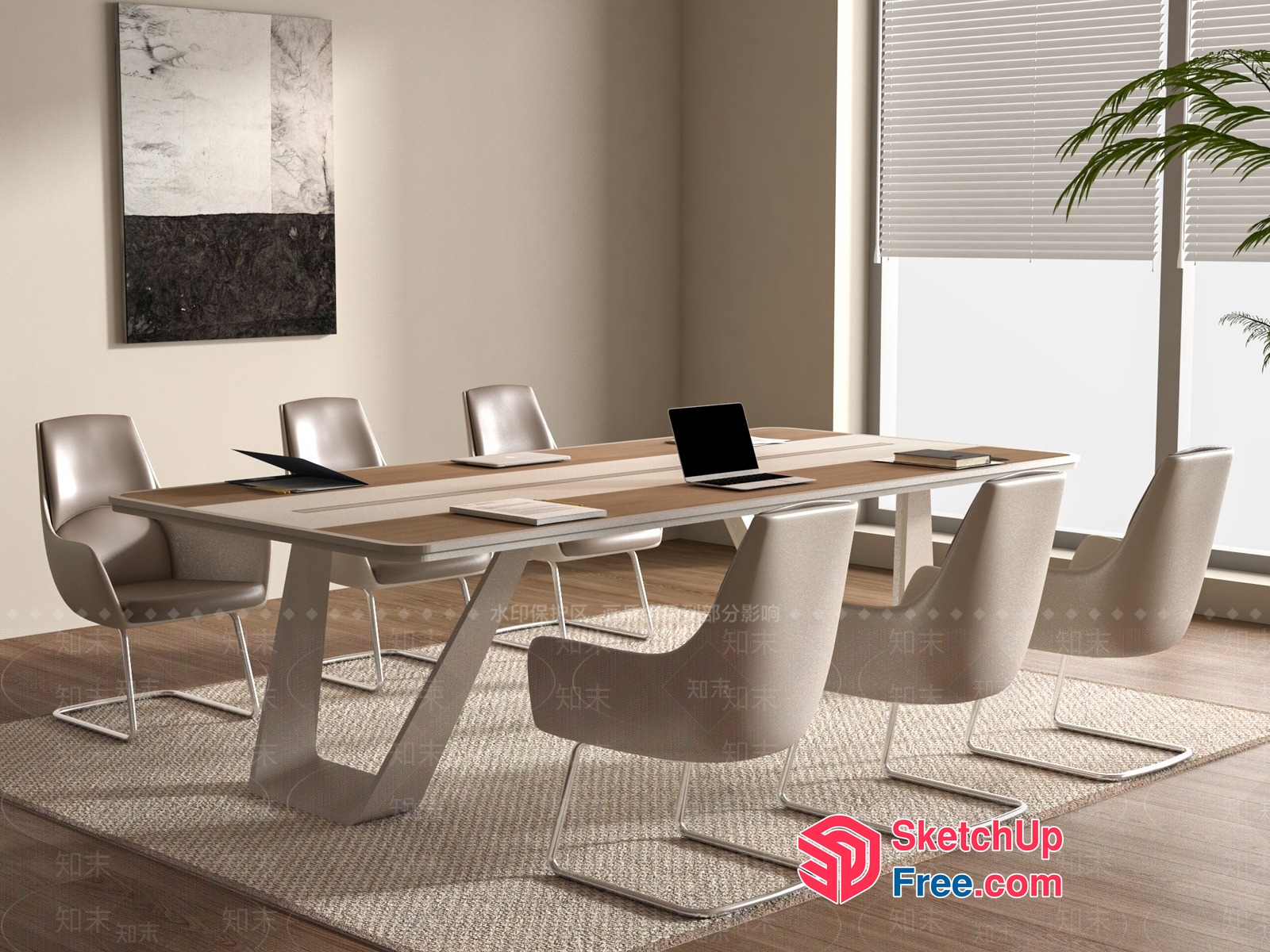 Modern Office Furniture Layout 3D SketchUp File