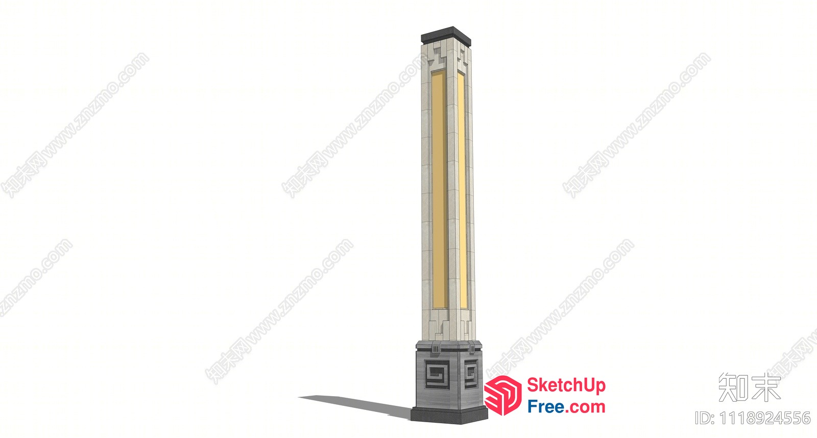 Tall Pillar With Glass And Metal Accents 3D SketchUp File