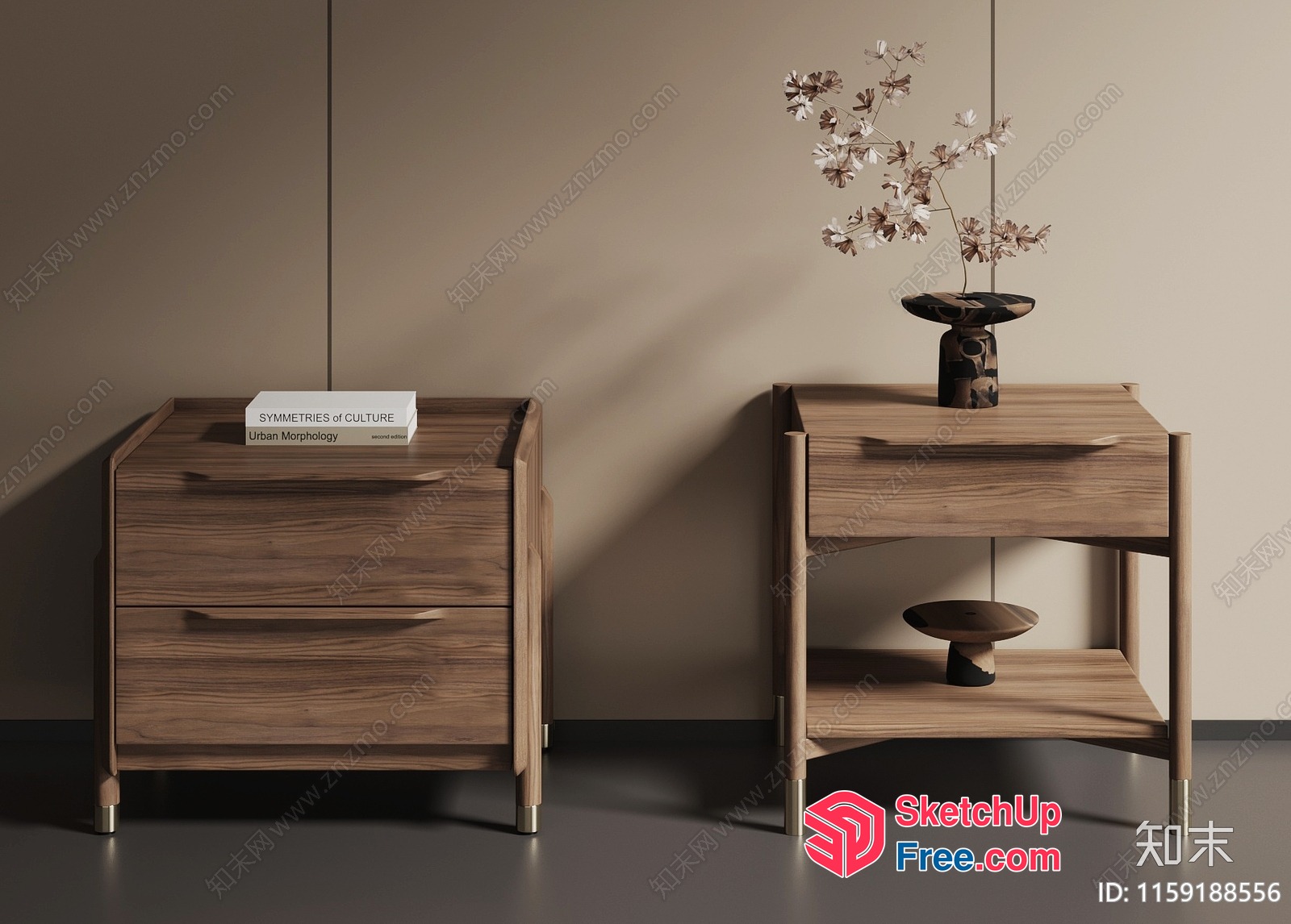 Minimalist Style Wooden Furniture Set 3D SketchUp File