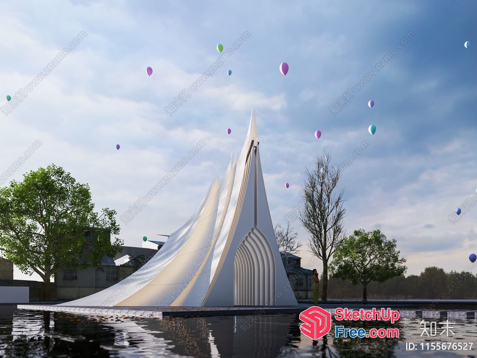 Futuristic White Architecture 3D SketchUp File