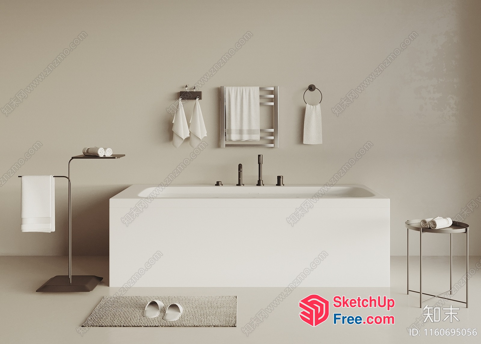 Modern White Bathroom Decor With Minimalist Furniture 3D SketchUp File
