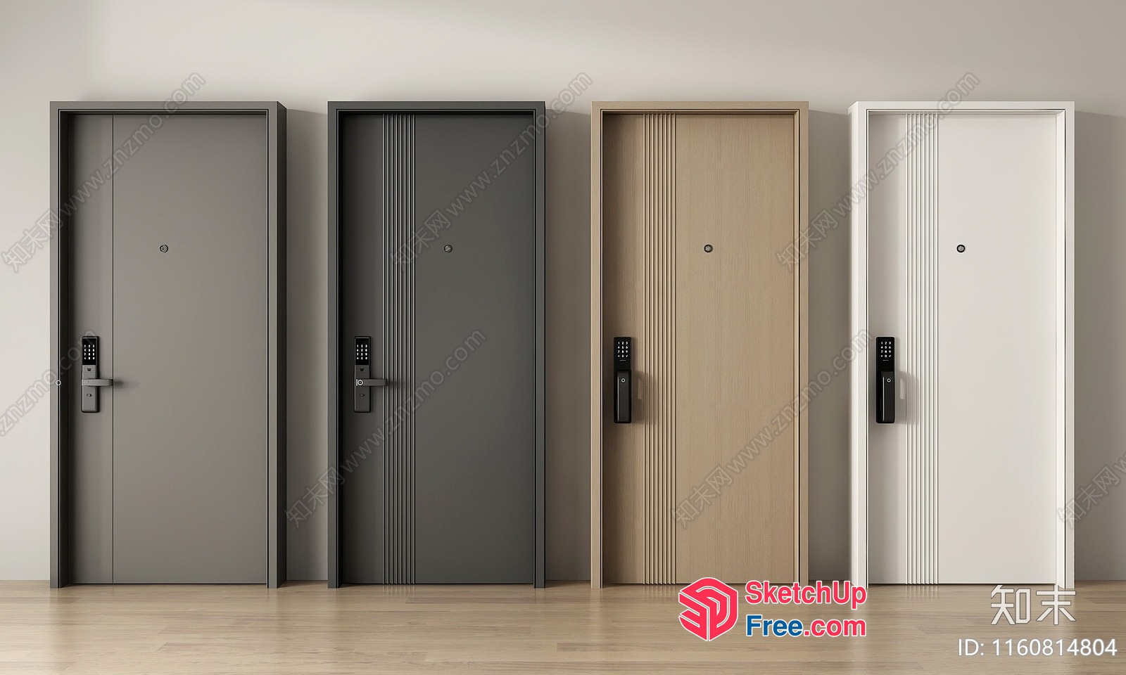 Modern Elevator Doors With Integrated Locks And Keypads 3D SketchUp File