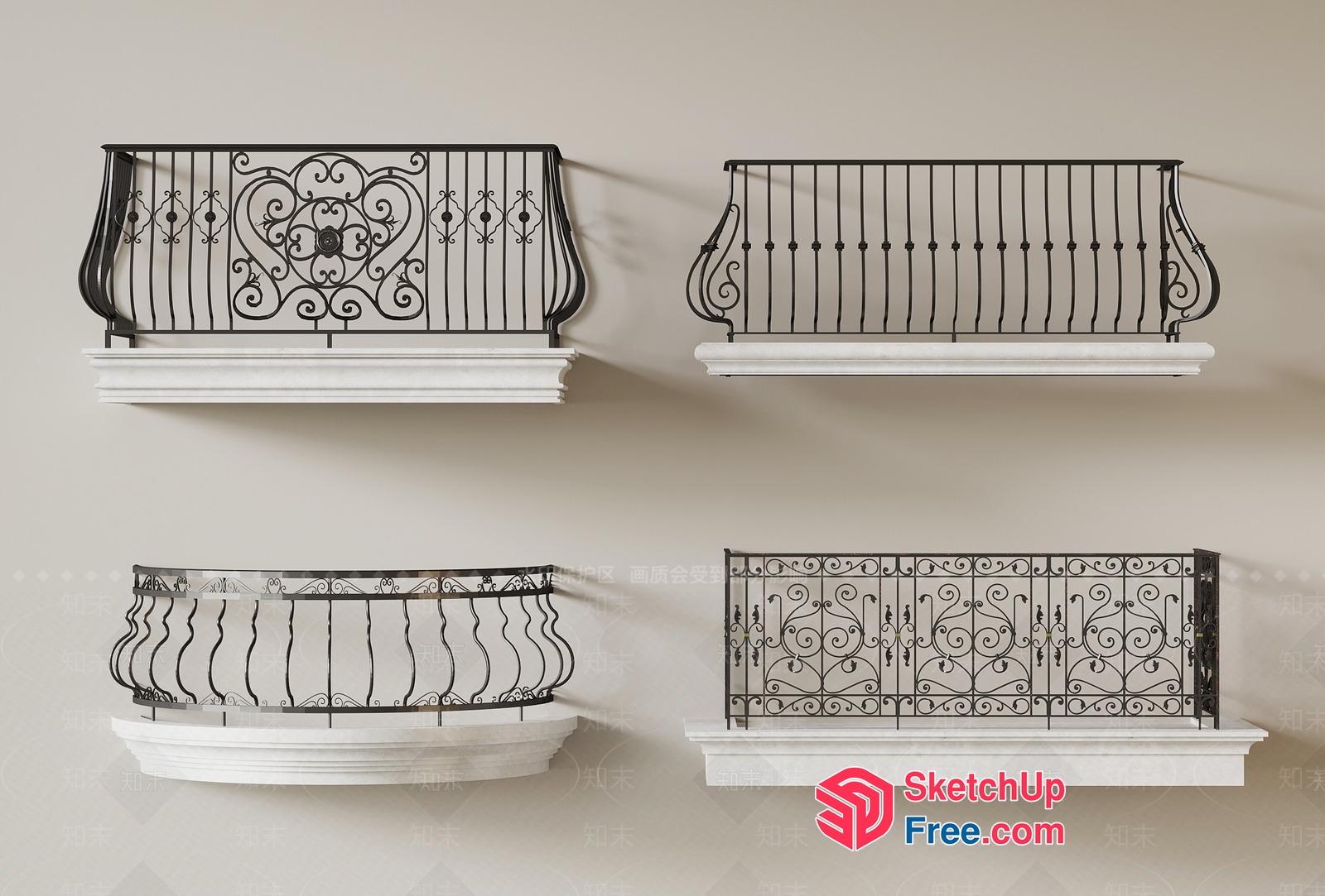 Ornate Iron Railings 3D SketchUp File