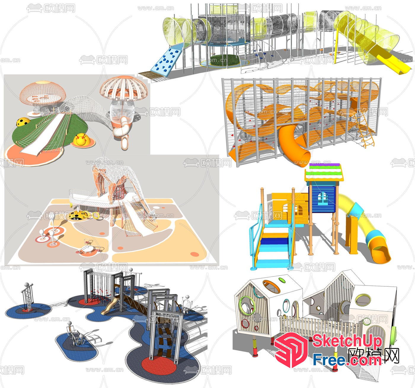 Colorful Playful Outdoor Playground 3D SketchUp File