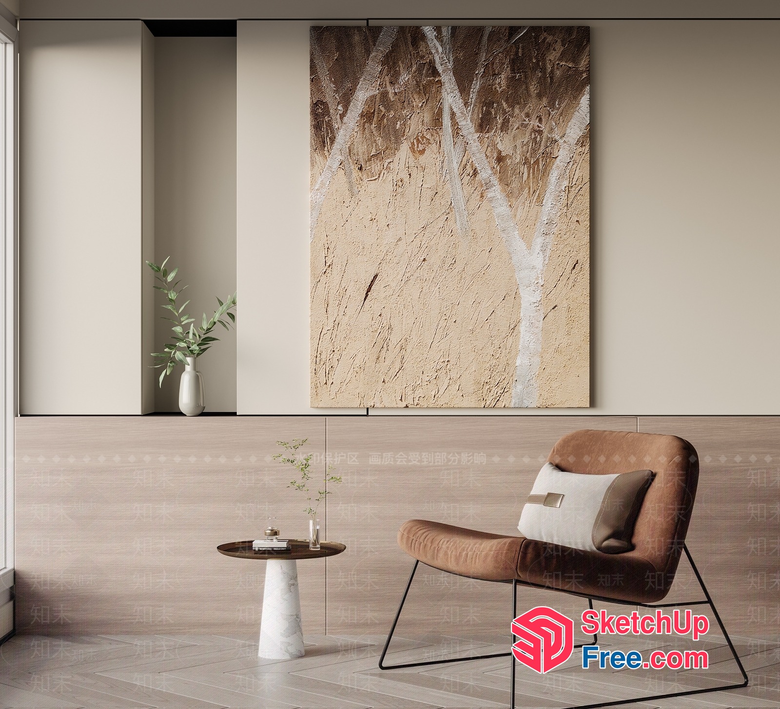Elegant Minimalist Living Room With Natural Decor 3D SketchUp File