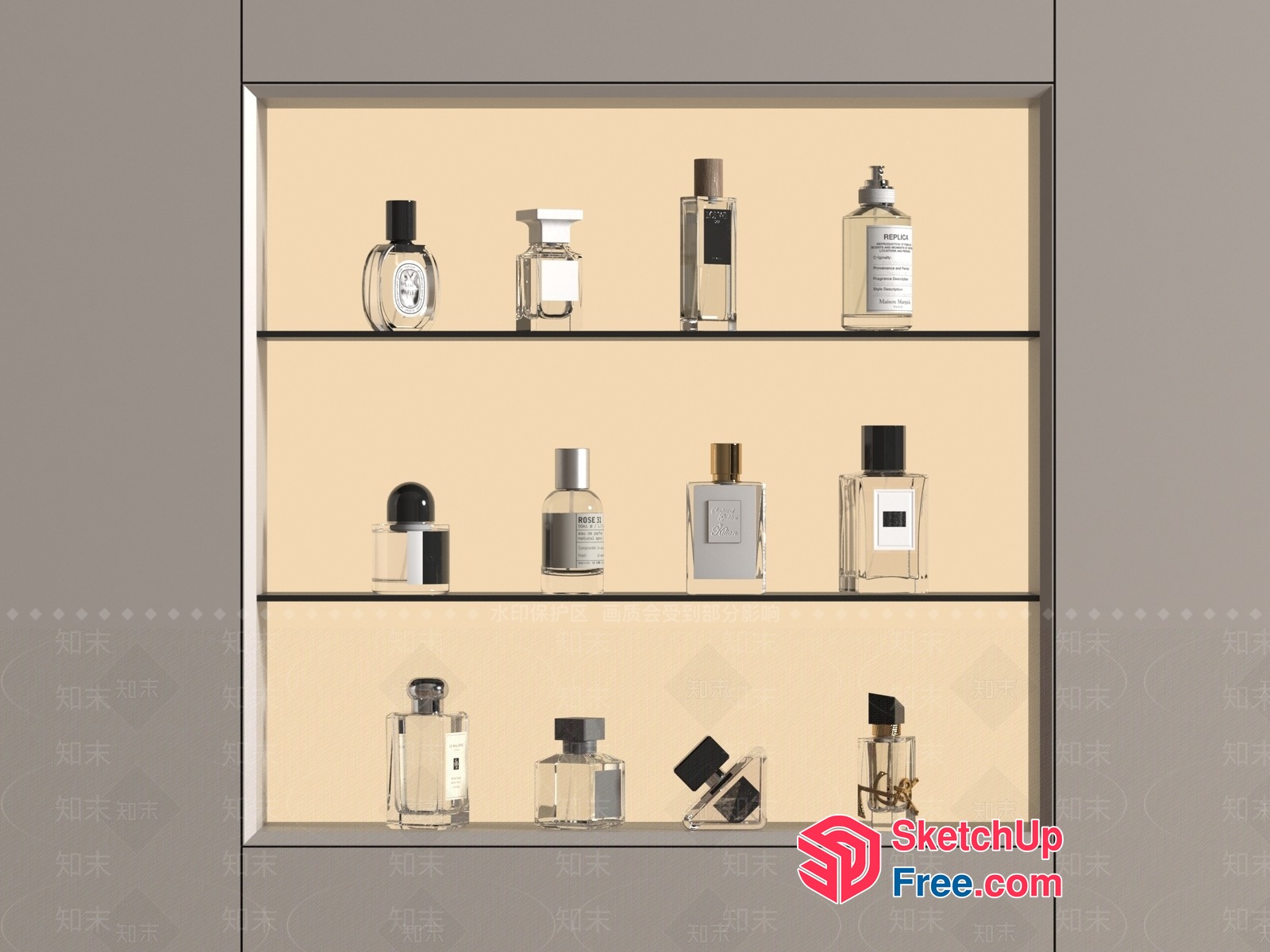 Perfume Display Cabinet 3D SketchUp File