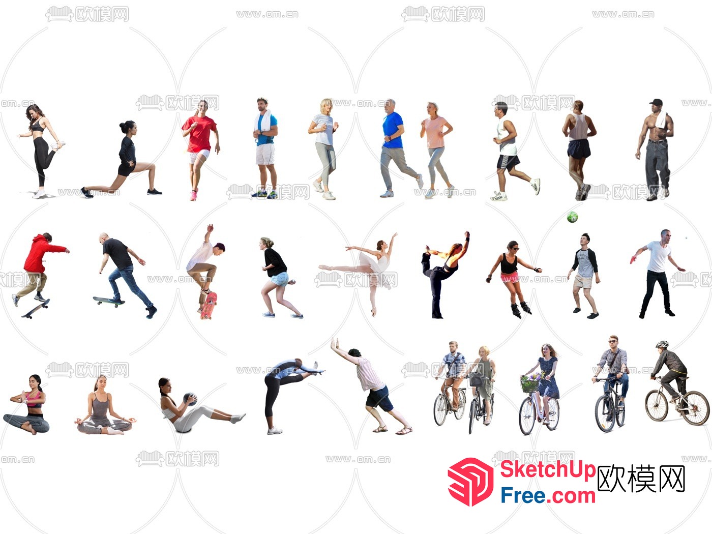 People Engaging In Various Physical Activities 3D SketchUp File