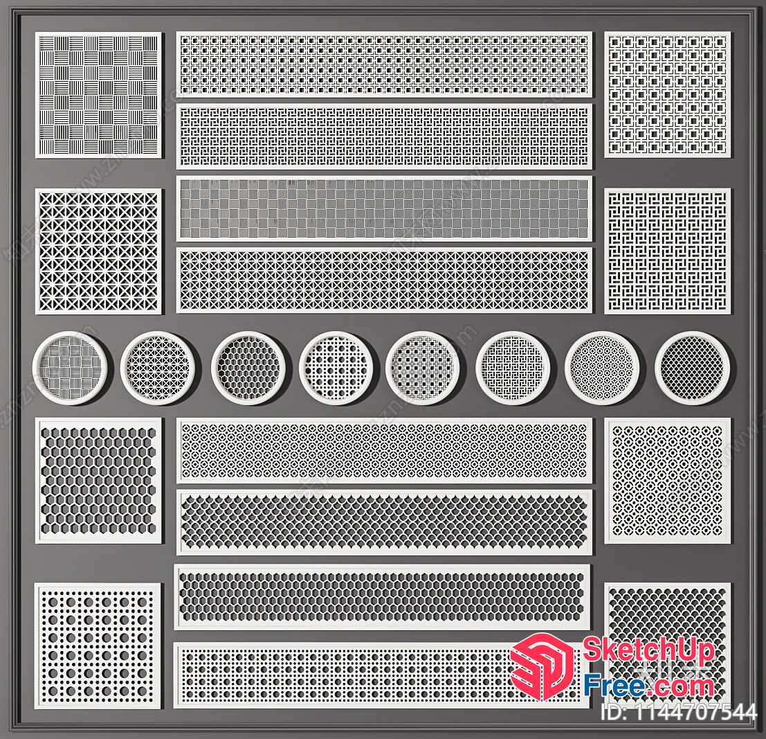 Geometric Patterns On Rectangular And Circular Surfaces 3D SketchUp File