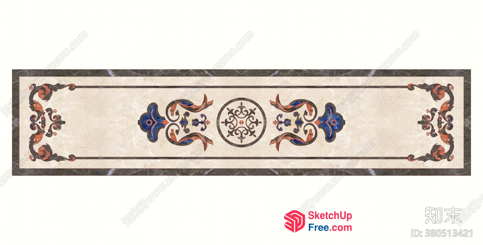 Elegant Creamy-Style Floral Decorative Border 3D SketchUp File