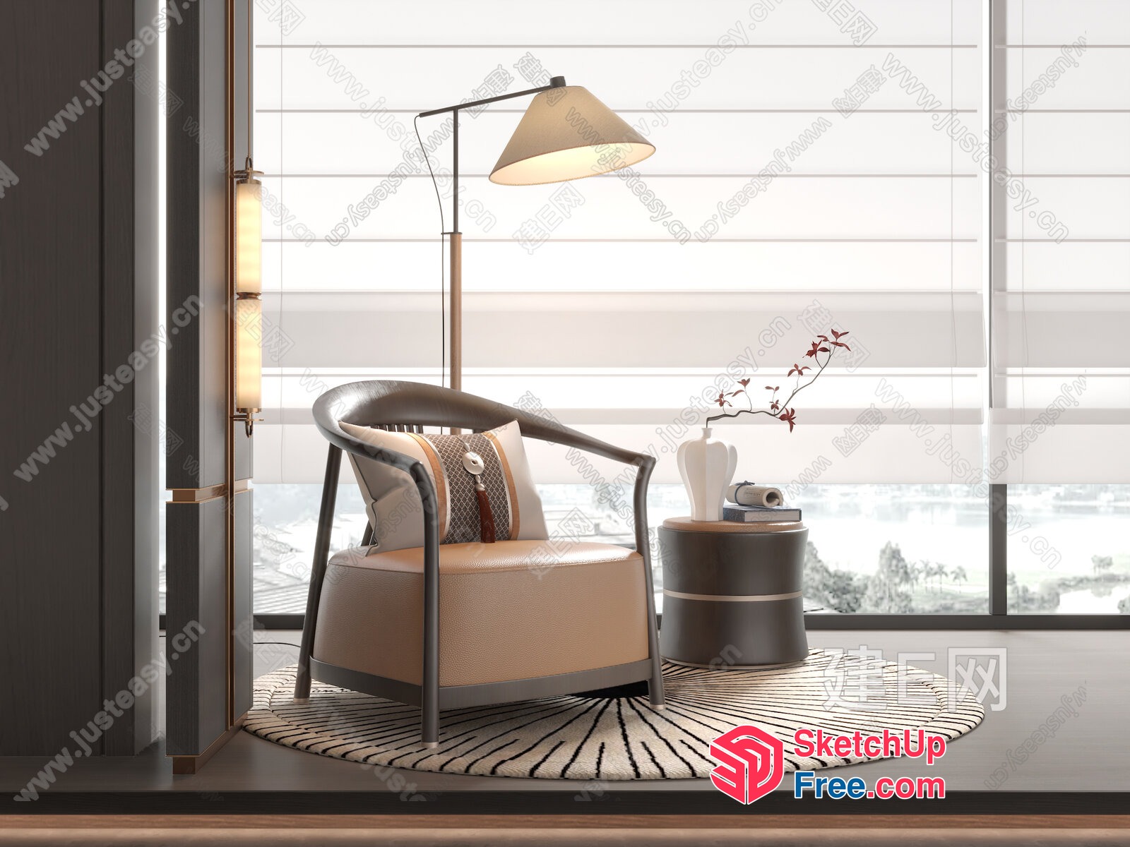 Modern Minimalist Living Room With Elegant Furniture 3D SketchUp File