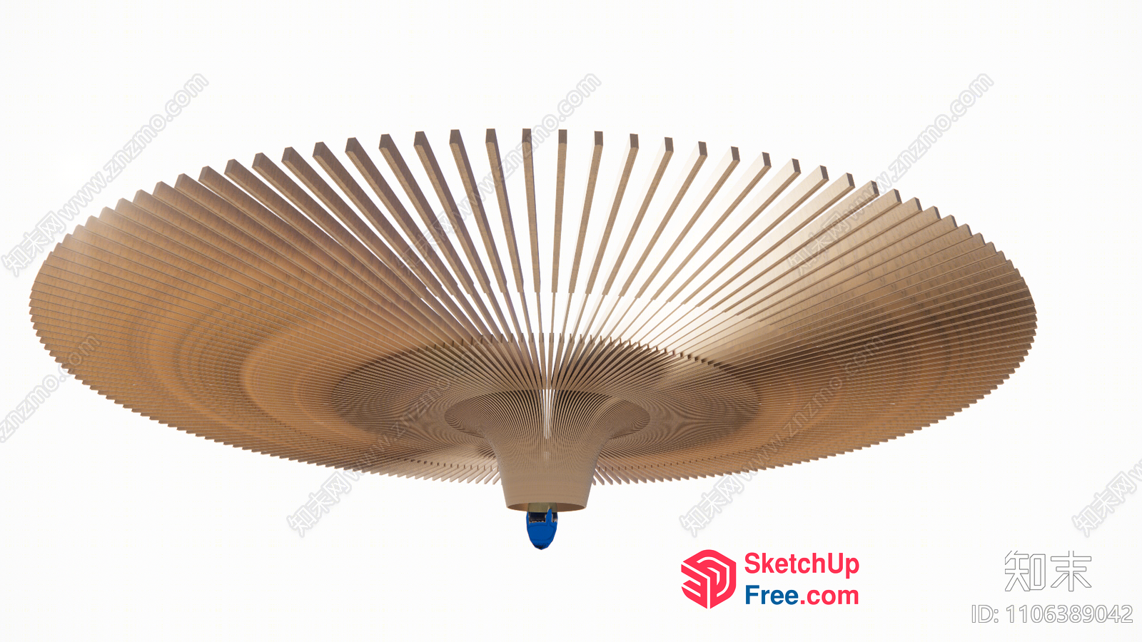 Ornate Ceiling Fixture With Radiating Wooden Slats 3D SketchUp File