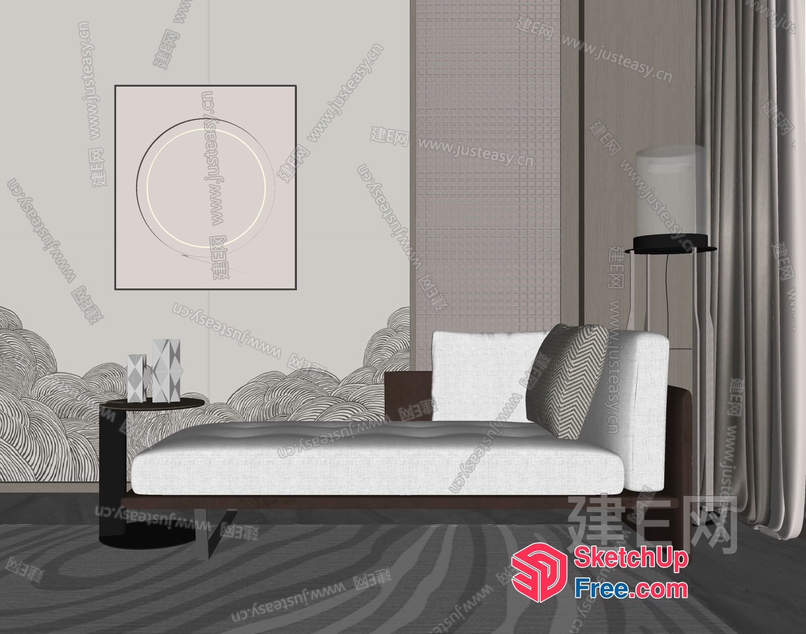 Modern Minimalist Japanese-Style Living Room 3D SketchUp File