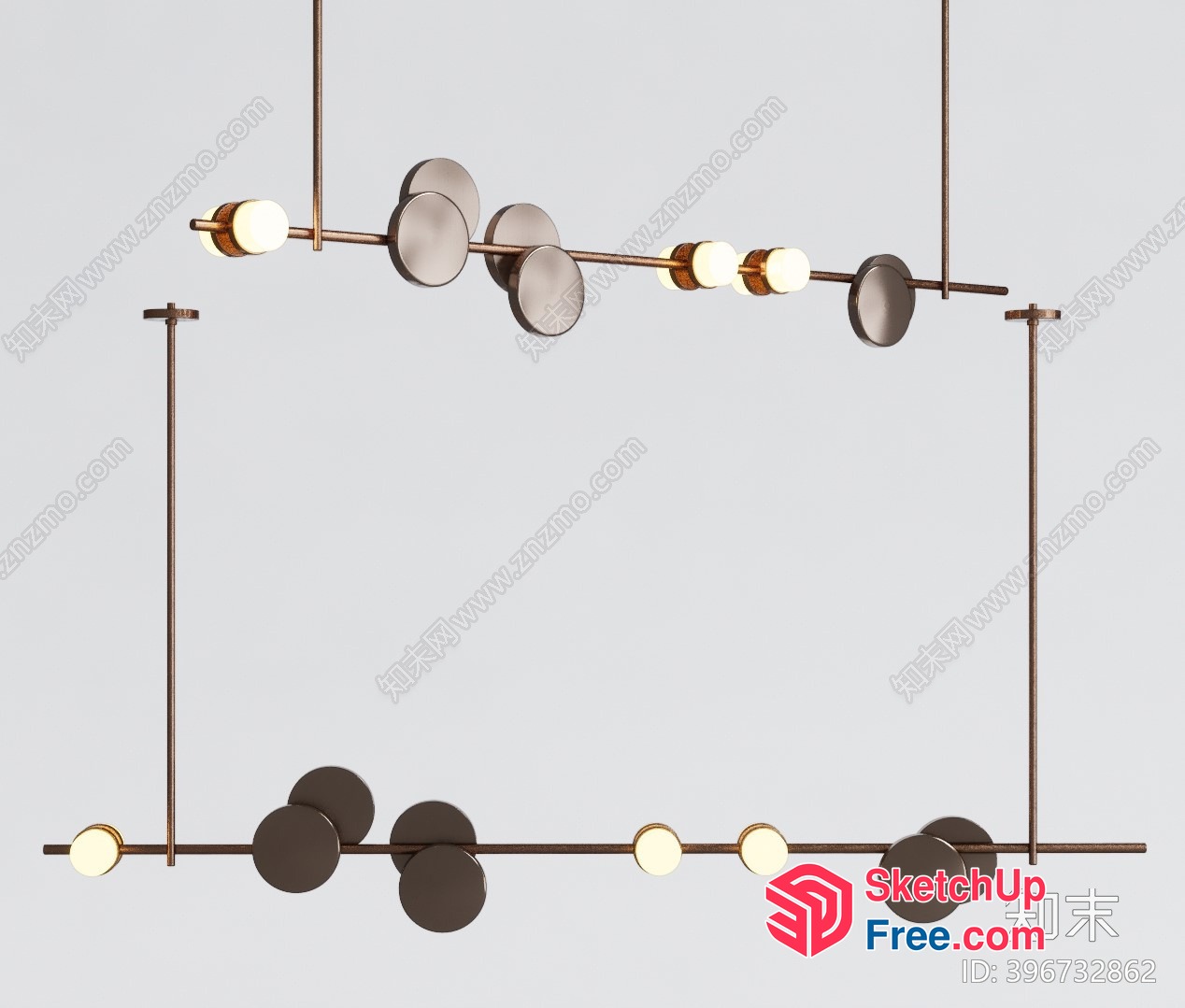 Modern Industrial Style Ceiling Light Fixture 3D SketchUp File