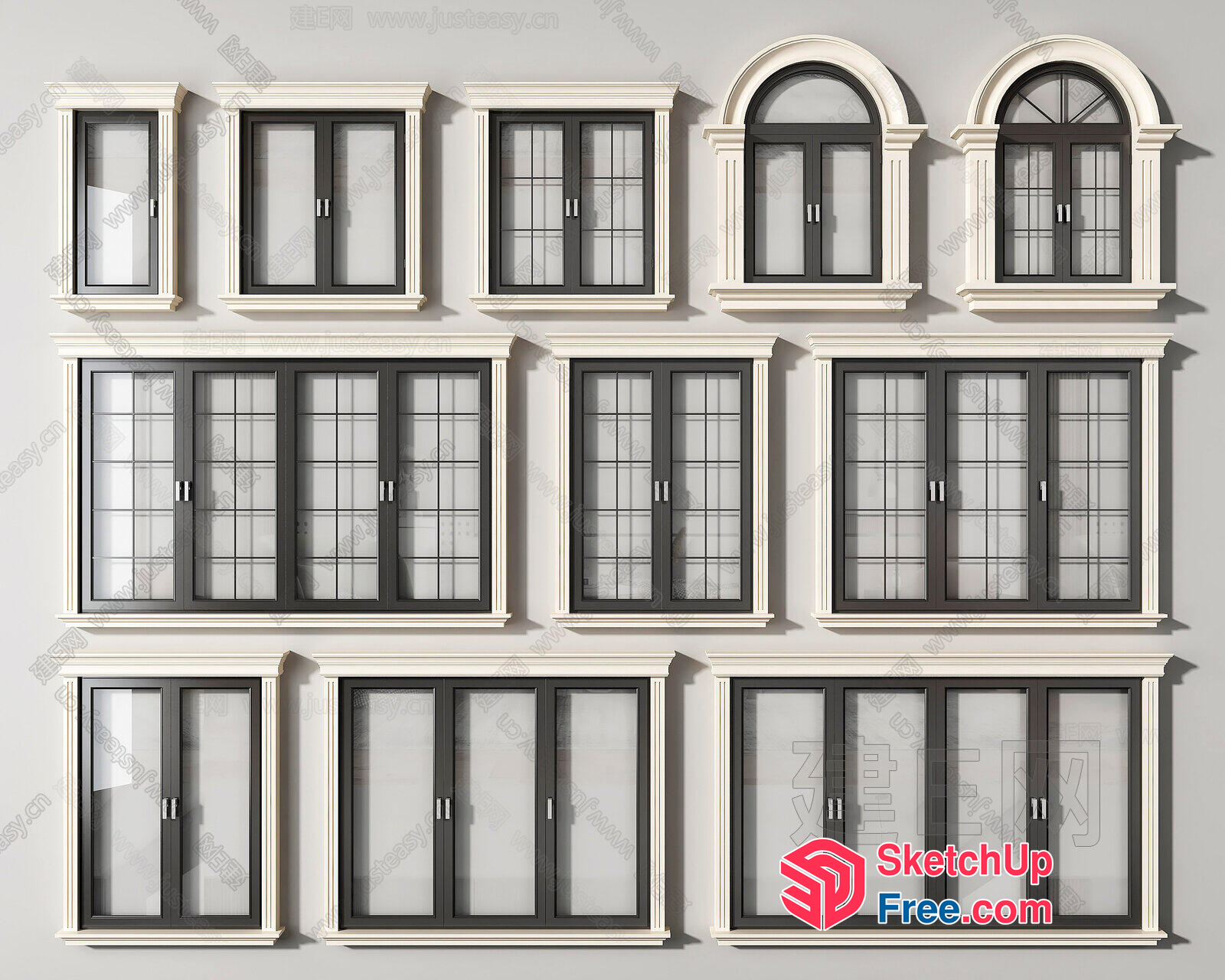 Elegant Windows And Doors Arrangement 3D SketchUp File