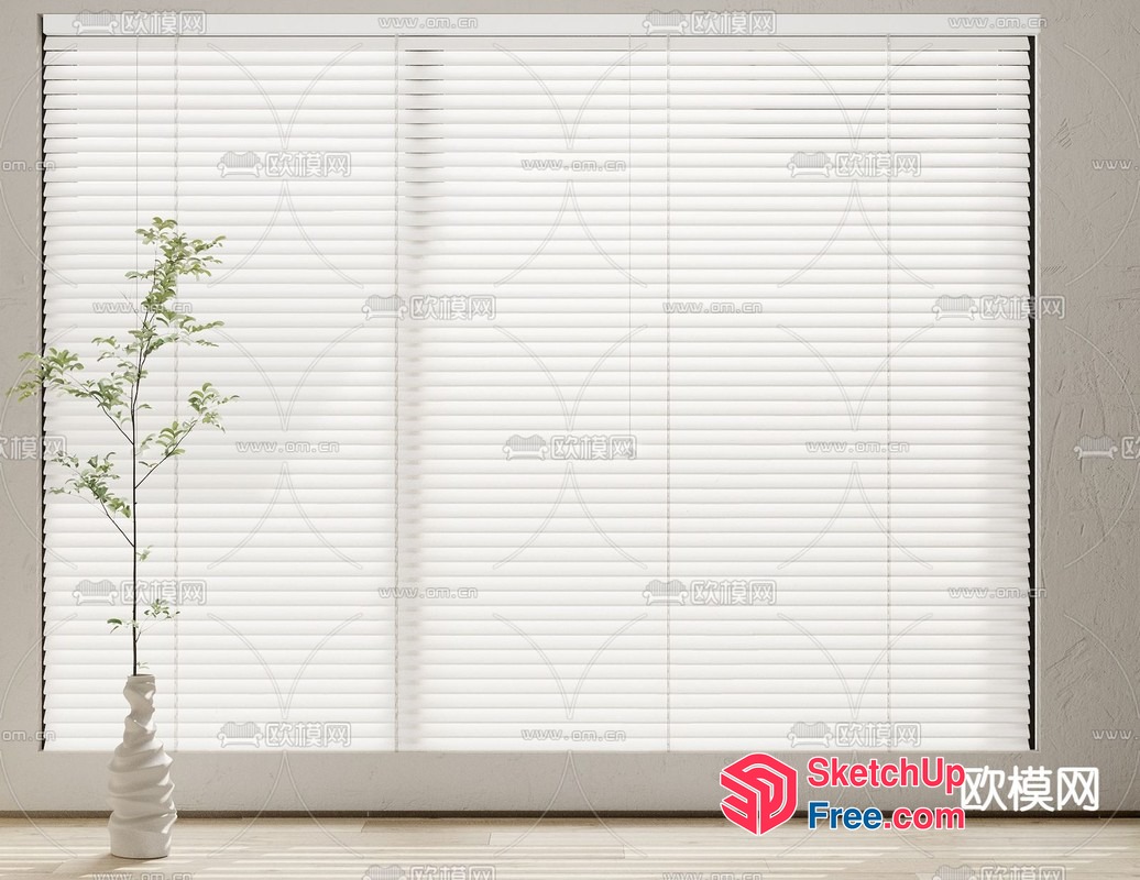 Minimalist White Window Blinds With Vase 3D SketchUp File